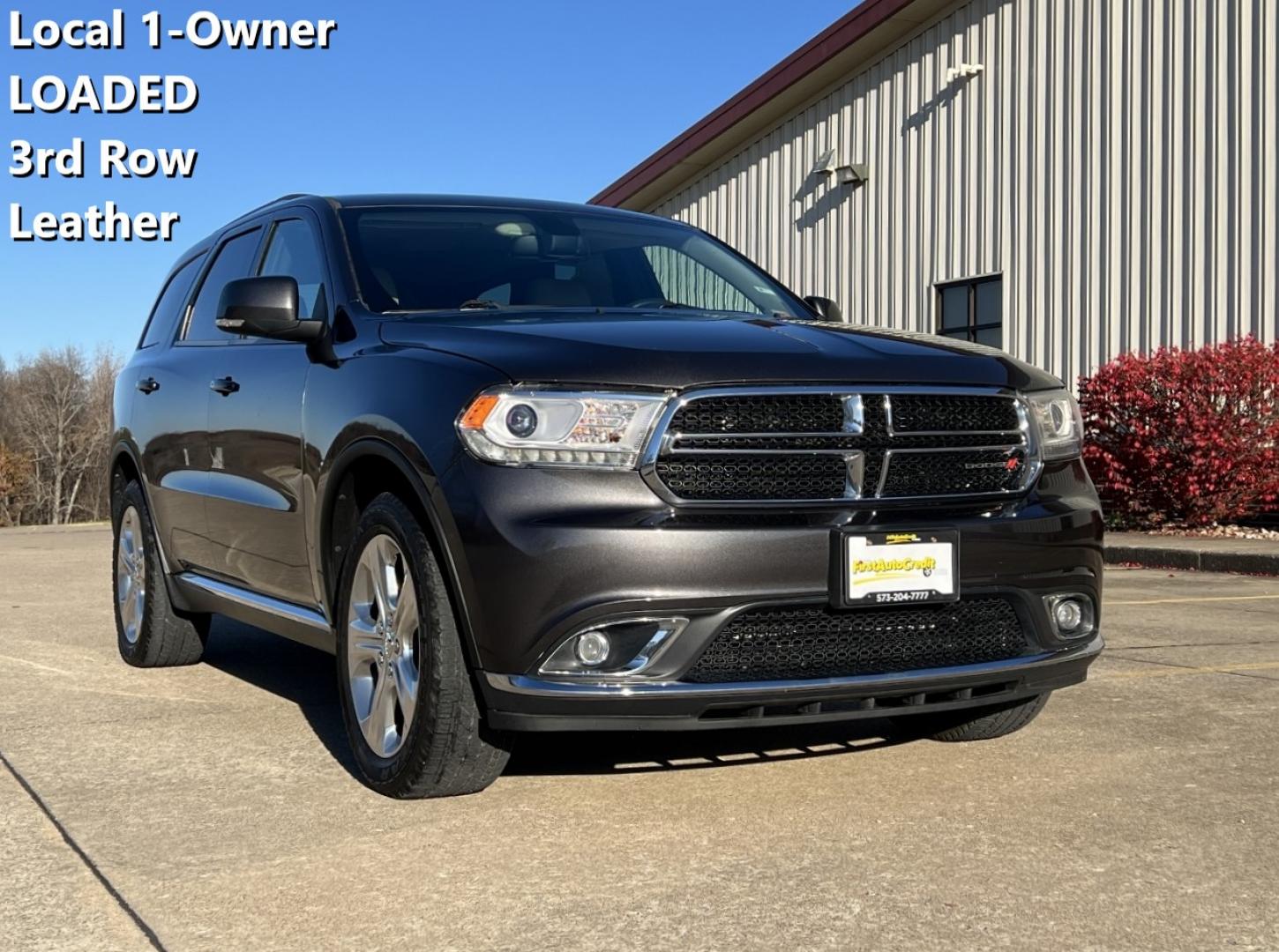 2015 GRAY /Tan DODGE DURANGO LIMITED (1C4RDJDGXFC) with an 3.6L engine, Automatic transmission, located at 2990 Old Orchard Rd., Jackson, MO, 63755, 37.354214, -89.612106 - Photo#0