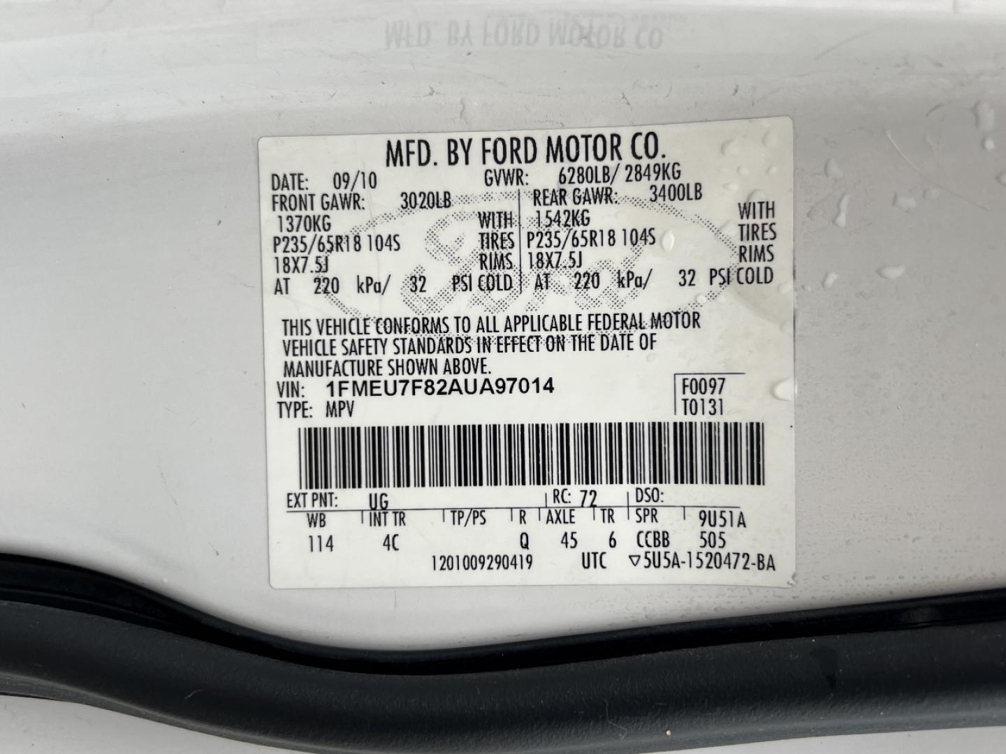 2010 WHITE /Tan Leather FORD EXPLORER LIMITED (1FMEU7F82AU) with an 4.6L V8 engine, Automatic transmission, located at 2990 Old Orchard Rd., Jackson, MO, 63755, 37.354214, -89.612106 - 2020 Ford Explorer Limited 233xxx miles 4 Wheel Drive 4.6L V6 Automatic Leather 3rd Row Navigation Power/Heated Seats Sunroof Cruise Power Windows/Locks/Mirrors We have financing available and we accept trades! Fill out a credit application on our website or come by today! If you have a - Photo#51