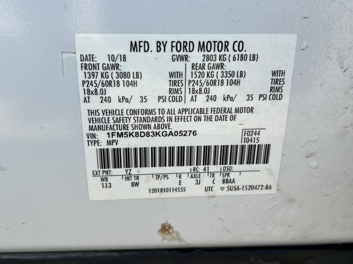 2019 WHITE /Black Cloth FORD EXPLORER XLT (1FM5K8D83KG) with an 3.5L V6 engine, Automatic transmission, located at 2990 Old Orchard Rd., Jackson, MO, 63755, 37.354214, -89.612106 - 2019 Ford Explorer XLT 116xxx miles 4 Wheel Drive 3.5L V6 Automatic 3rd Row Backup Camera Power Seats Bluetooth Cruise Power Windows/Locks/Mirrors We have financing available and we accept trades! Fill out a credit application on our website or come by today! If you have any questions, g - Photo#46