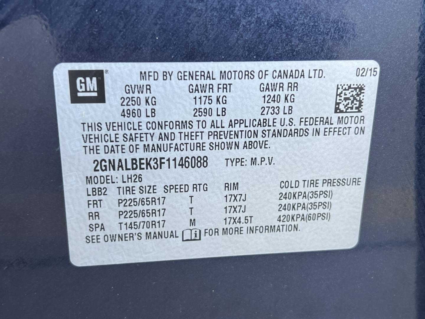 2015 BLUE /Black Cloth CHEVROLET EQUINOX LT (2GNALBEK3F1) with an 2.4L 4 Cyl. engine, Automatic transmission, located at 2990 Old Orchard Rd., Jackson, MO, 63755, 37.354214, -89.612106 - 2015 Chevrolet Equinox LT 102xxx miles Front Wheel Drive 2.4L 4 Cyl. Automatic Backup Camera Power Driver Seat Bluetooth Remote Start Cruise Power Windows/Locks/Mirrors We have financing available and we accept trades! Fill out a credit application on our website or come by today! If you - Photo#45