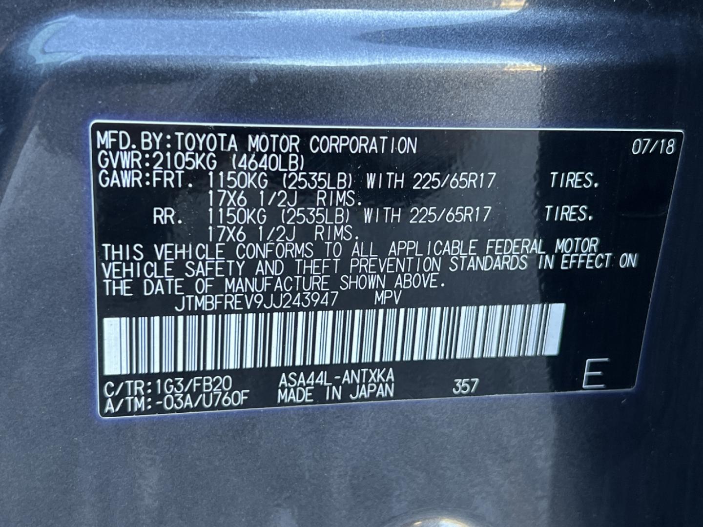 2018 GREY /Black Cloth TOYOTA RAV4 LE (JTMBFREV9JJ) with an 2.5L 4 Cyl. engine, Automatic transmission, located at 506 S. Kingshighway, Cape Girardeau, MO, 63703, 37.294994, -89.556206 - 2018 Toyota RAV4 LE 110xxx miles All Wheel Drive 2.5L 4 Cyl. Automatic Backup Camera Bluetooth Cruise Power Windows/Locks/Mirrors We have financing available and we accept trades! Fill out a credit application on our website or come by today! If you have any questions, give us a call at (5 - Photo#41