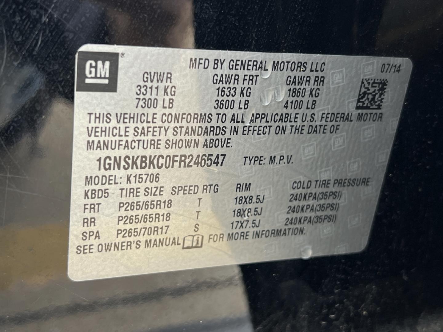 2015 BLACK /Black Leather CHEVROLET TAHOE 1500 LT (1GNSKBKC0FR) with an 5.3L V8 engine, Automatic transmission, located at 2990 Old Orchard Rd., Jackson, MO, 63755, 37.354214, -89.612106 - 2015 Chevrolet Tahoe 1500 LT 111xxx miles 4 Wheel Drive 5.3L V8 Automatic Leather 3rd Row Navigation Backup Camera Power/Heated Seats Bluetooth Remote Start Cruise Power Windows/Locks/Mirrors We have financing available and we accept trades! Fill out a credit application on our website - Photo#53