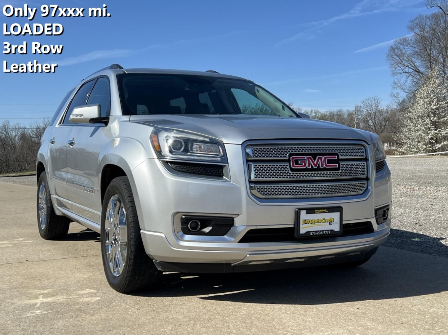 2015 SILVER /Black Leather GMC ACADIA DENALI (1GKKRTKD2FJ) with an 3.6L V6 engine, Automatic transmission, located at 506 S. Kingshighway, Cape Girardeau, MO, 63703, 37.294994, -89.556206 - 2015 GMC Acadia Denali Only 97xxx miles Front Wheel Drive 3.6L V6 Automatic Leather 3rd Row Navigation Rear Entertainment Power/Heated/Cooled Seats Heated Steering Wheel Backup Camera Sunroof Bluetooth Remote Start Cruise Power Windows/Locks/Mirrors We have financing available and w - Photo#0