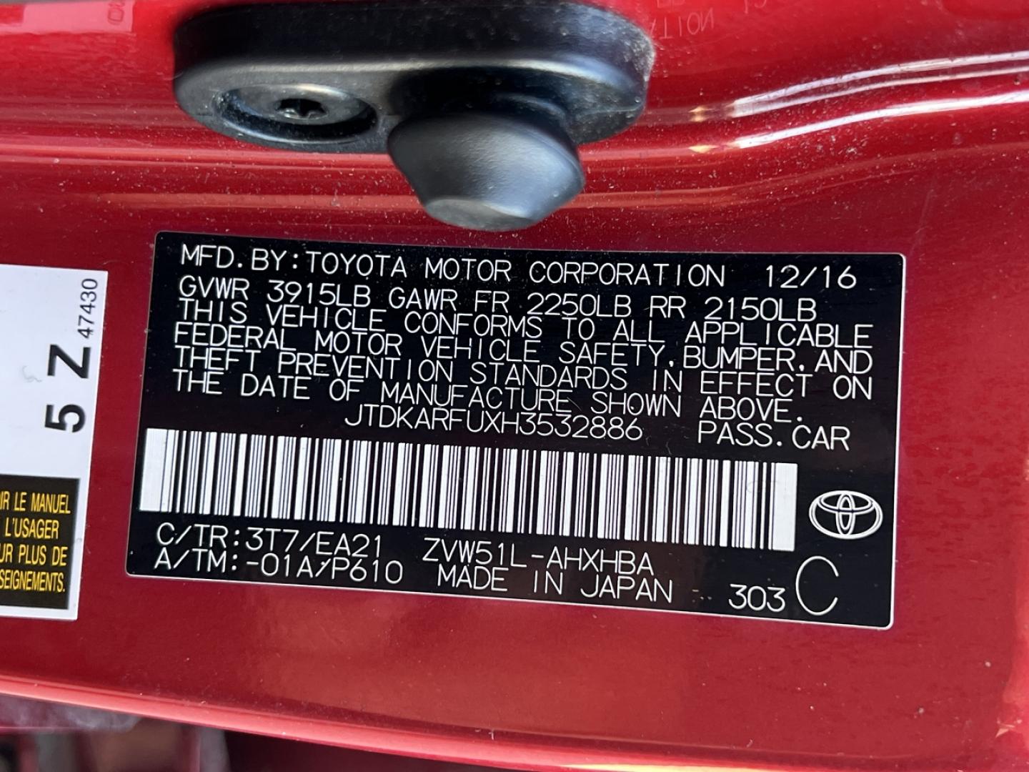 2017 RED /Black Leather Toyota Prius Three (JTDKARFUXH3) with an 1.8L 4 Cyl. HYBRID engine, CVT transmission, located at 2990 Old Orchard Rd., Jackson, MO, 63755, 37.354214, -89.612106 - 2017 Toyota Prius Three Local 1-Owner Only 62xxx miles Front Wheel Drive 1.8L 4 Cyl. Hybrid Automatic Leather Navigation Backup Camera Bluetooth Cruise Power Windows/Locks/Mirrors We have financing available and we accept trades! Fill out a credit application on our website or come by to - Photo#41