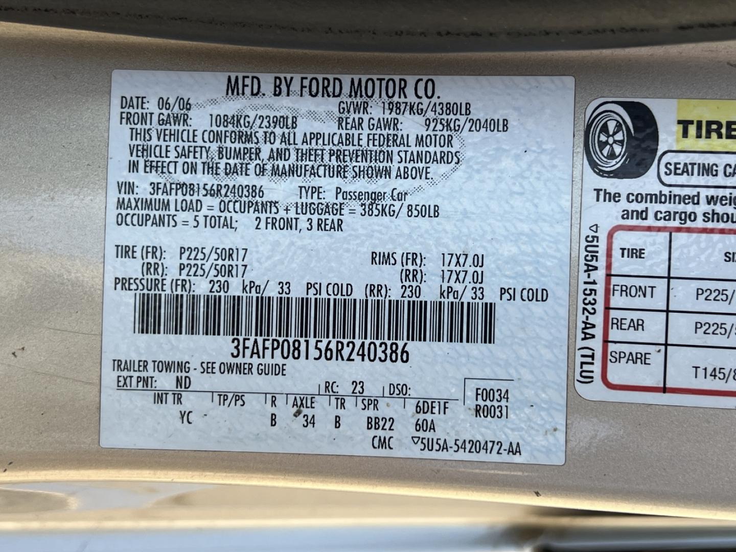 2006 TAN /Tan Leather Ford Fusion V6 SEL (3FAFP08156R) with an 3.0L V6 engine, Automatic transmission, located at 2990 Old Orchard Rd., Jackson, MO, 63755, 37.354214, -89.612106 - 2006 Ford Fusion SEL 156xxx miles Front Wheel Drive 3.0L V6 Automatic Leather Power Driver Seat Heated Seats Sunroof Cruise Power Windows/Locks/Mirrors We have financing available and we accept trades! Fill out a credit application on our website or come by today! If you have any questio - Photo#44