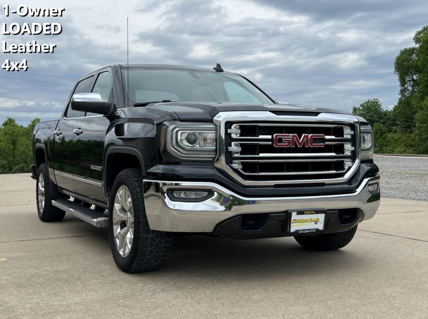 2017 BLACK /Tan Leather GMC Sierra 1500 SLT Crew Cab Long Box 4WD (3GTU2NEC2HG) with an 5.3L V8 engine, Automatic transmission, located at 2990 Old Orchard Rd., Jackson, MO, 63755, 37.354214, -89.612106 - 2017 GMC Sierra 1500 SLT 1-Owner 171xxx miles 4x4 5.3L V8 Automatic Leather Power/Heated Seats Backup Camera Bluetooth Remote Start Cruise Power Windows/Locks/Mirrors We have financing available and we accept trades! Fill out a credit application on our website or come by today! If you - Photo#0