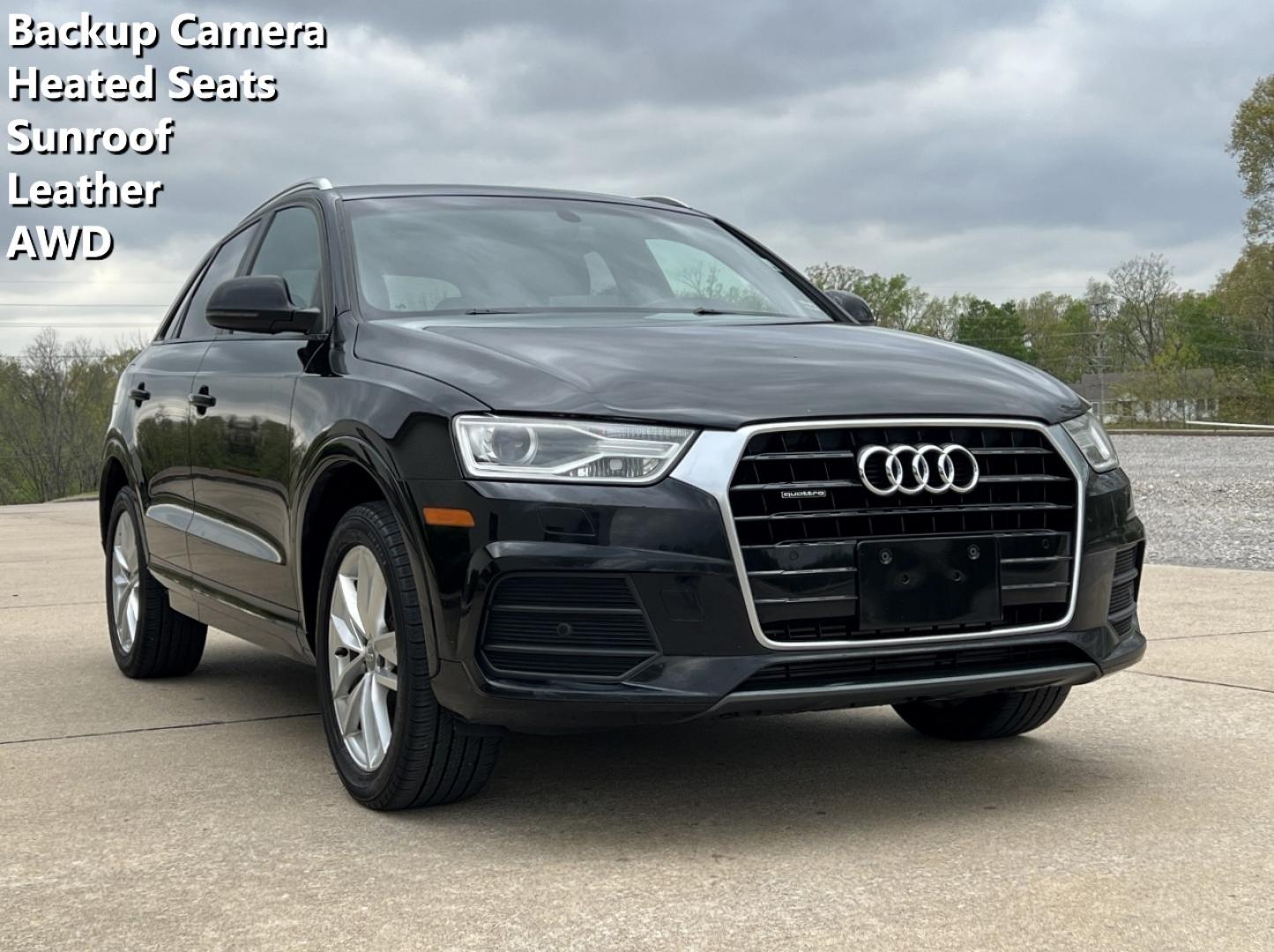 2017 BLACK /Black Leather Audi Q3 Premium quattro (WA1ECCFS0HR) with an 2.0L 4 Cyl. engine, Automatic transmission, located at 2990 Old Orchard Rd., Jackson, MO, 63755, 37.354214, -89.612106 - 2017 Audi Q3 Premium 120xxx miles All Wheel Drive 2.0L 4 Cyl. Automatic Leather Power/Heated Seats Backup Camera Sunroof Bluetooth Cruise Power Windows/Locks/Mirrors We have financing available and we accept trades! Fill out a credit application on our website or come by today! If you h - Photo#0