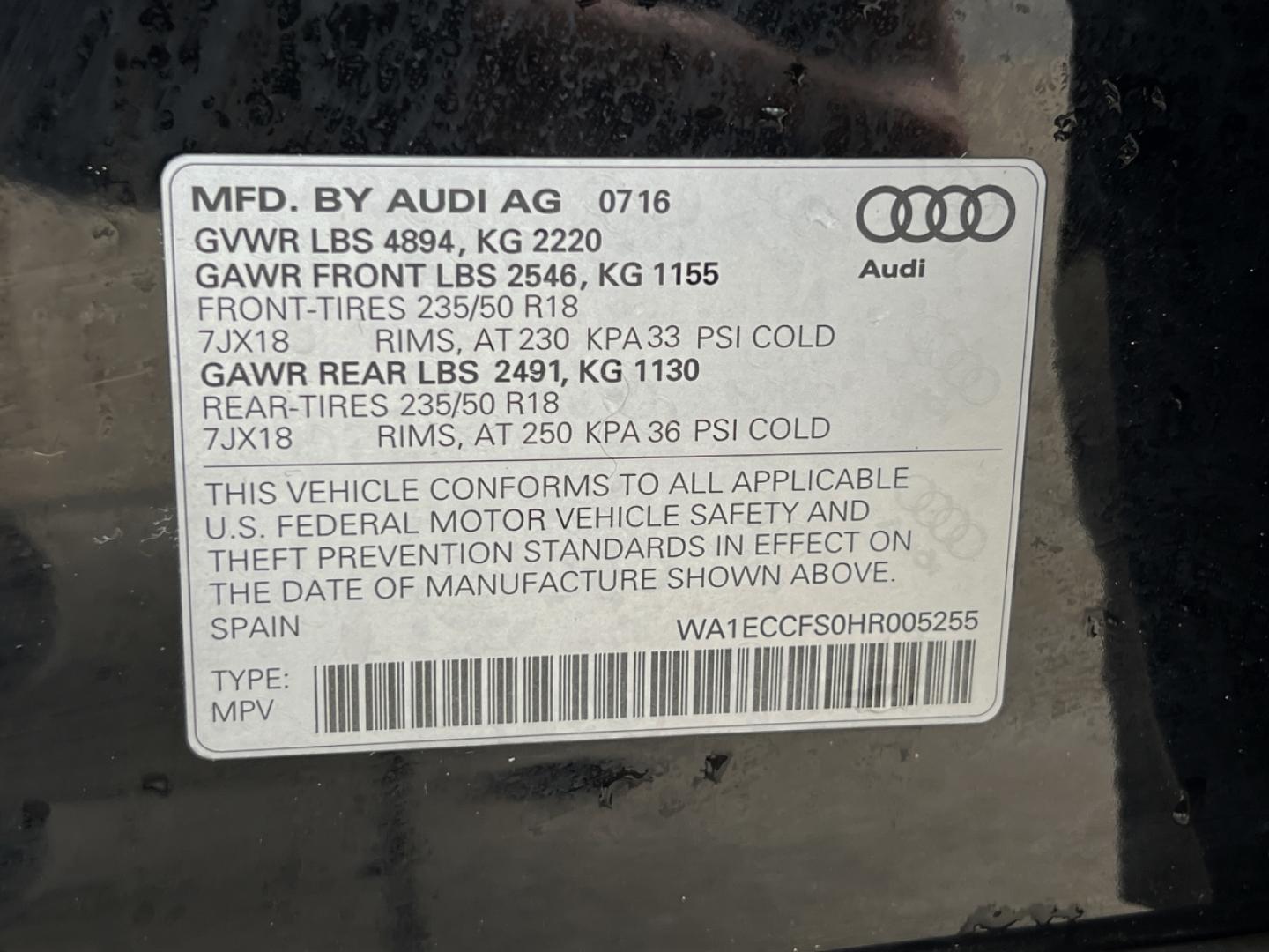 2017 BLACK /Black Leather Audi Q3 Premium quattro (WA1ECCFS0HR) with an 2.0L 4 Cyl. engine, Automatic transmission, located at 2990 Old Orchard Rd., Jackson, MO, 63755, 37.354214, -89.612106 - 2017 Audi Q3 Premium 120xxx miles All Wheel Drive 2.0L 4 Cyl. Automatic Leather Power/Heated Seats Backup Camera Sunroof Bluetooth Cruise Power Windows/Locks/Mirrors We have financing available and we accept trades! Fill out a credit application on our website or come by today! If you h - Photo#46