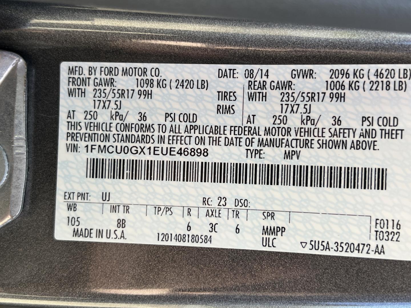 2014 GRAY /Black Leather Ford Escape SE FWD (1FMCU0GX1EU) with an 1.6L 4 Cyl. engine, Automatic transmission, located at 2990 Old Orchard Rd., Jackson, MO, 63755, 37.354214, -89.612106 - 2014 Ford Escape SE Only 90xxx miles Front Wheel Drive 1.6L 4 Cyl. Automatic Leather Power Driver Seat Heated Seats Backup Camera Bluetooth Cruise Power Windows/Locks/Mirrors We have financing available and we accept trades! Fill out a credit application on our website or come by today! - Photo#42