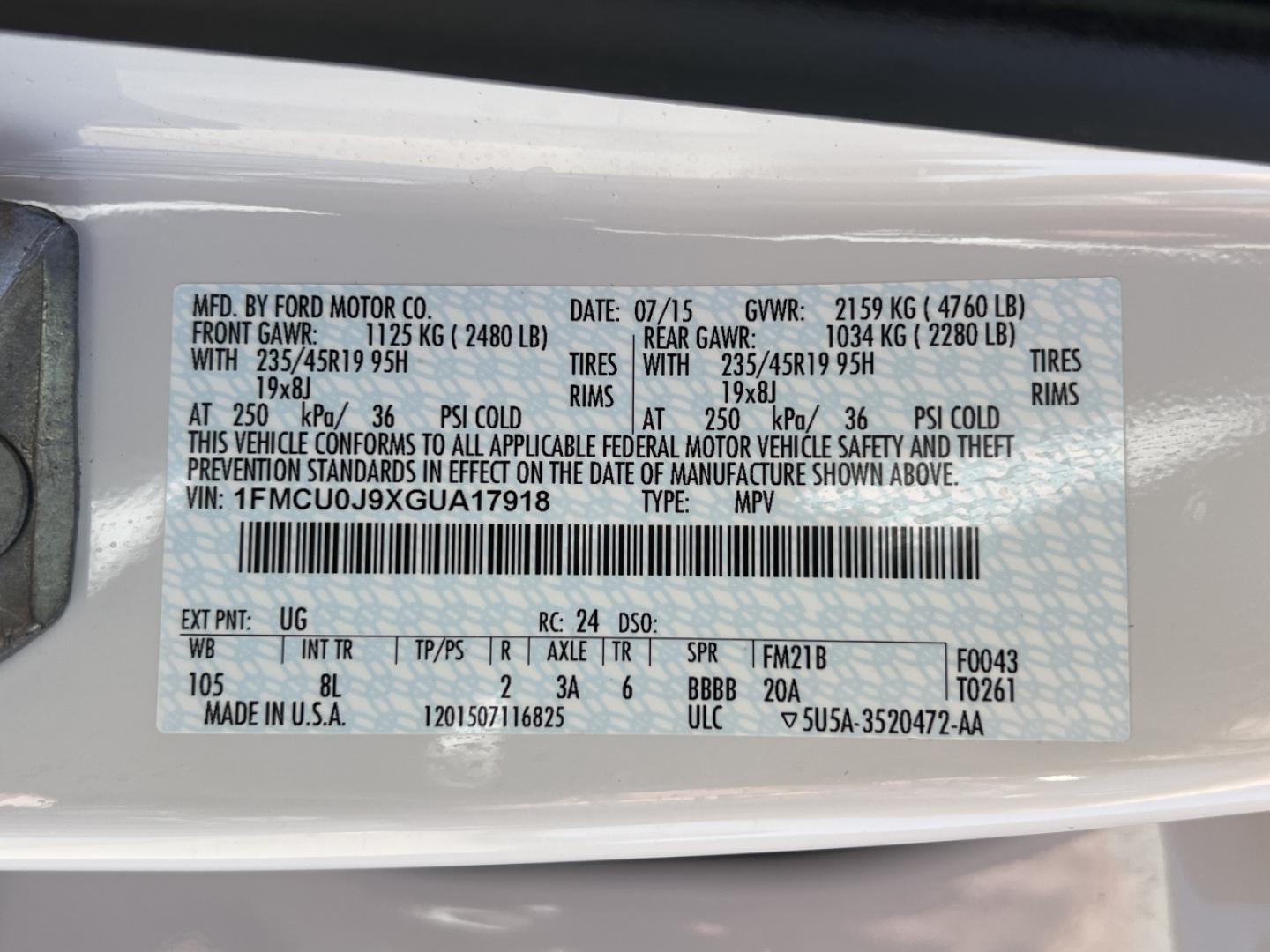 2016 WHITE /Tan Leather Ford Escape Titanium FWD (1FMCU0J9XGU) with an 2.0L 4 Cyl. engine, Automatic transmission, located at 2990 Old Orchard Rd., Jackson, MO, 63755, 37.354214, -89.612106 - 2016 Ford Escape Titanium Only 90xxx miles Front Wheel Drive 2.0L 4 Cyl. Automatic Leather Navigation Power/Heated Seats Backup Camera Sunroof Bluetooth Remote Start Cruise Power Window/Locks/Mirrors We have financing available and we accept trades! Fill out a credit application on our - Photo#46