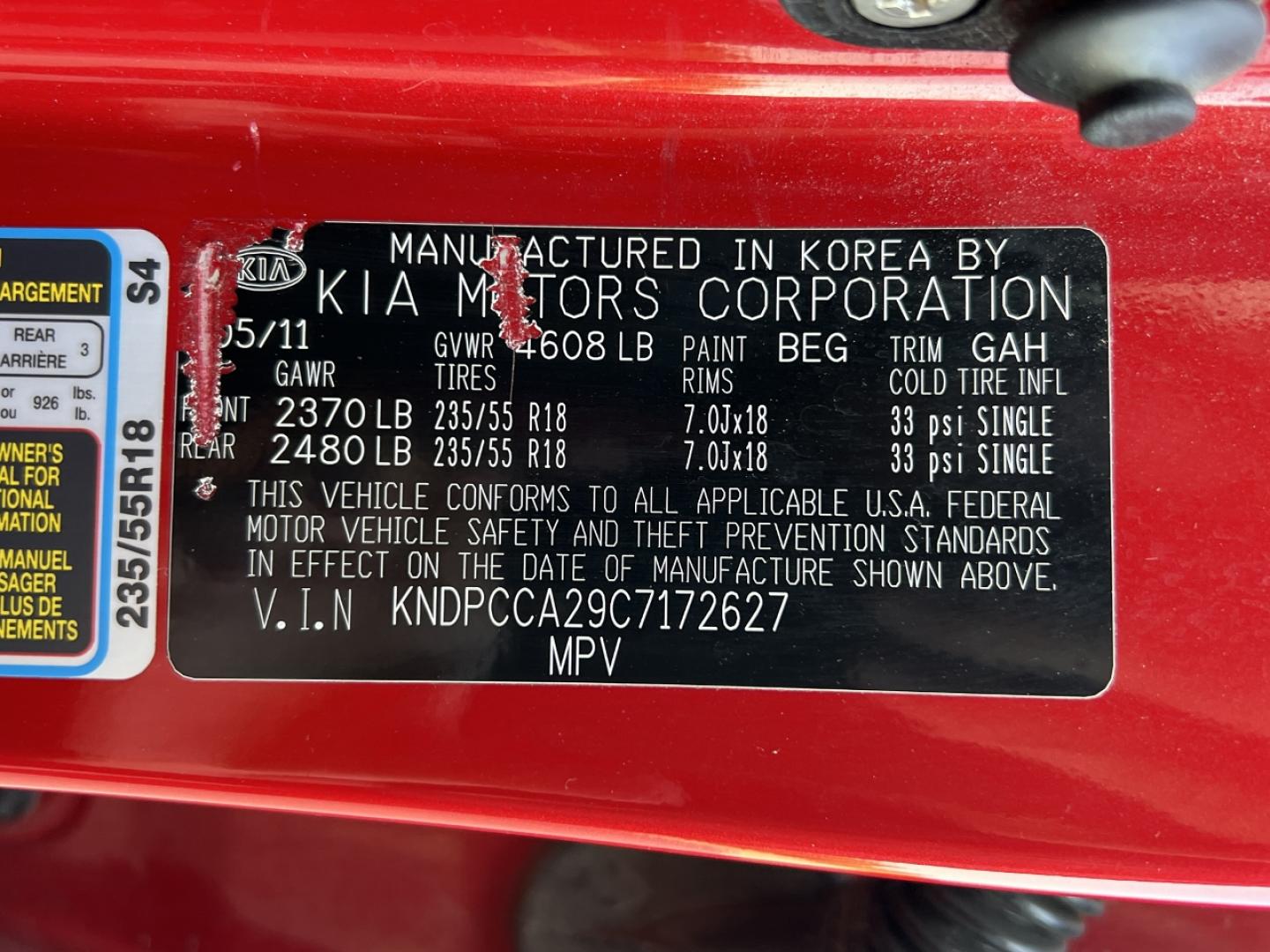 2012 RED /Gray Cloth Kia Sportage EX AWD (KNDPCCA29C7) with an 2.4L 4 Cyl. engine, Automatic transmission, located at 2990 Old Orchard Rd., Jackson, MO, 63755, 37.354214, -89.612106 - 2012 Kia Sportage EX Local 1-Owner 191xxx miles All Wheel Drive 2.4L 4 Cyl. Automatic Backup Camera Sunroof Power Driver Seat Bluetooth Cruise Power Windows/Locks/Mirrors We have financing available and we accept trades! Fill out a credit application on our website or come by today! If - Photo#44
