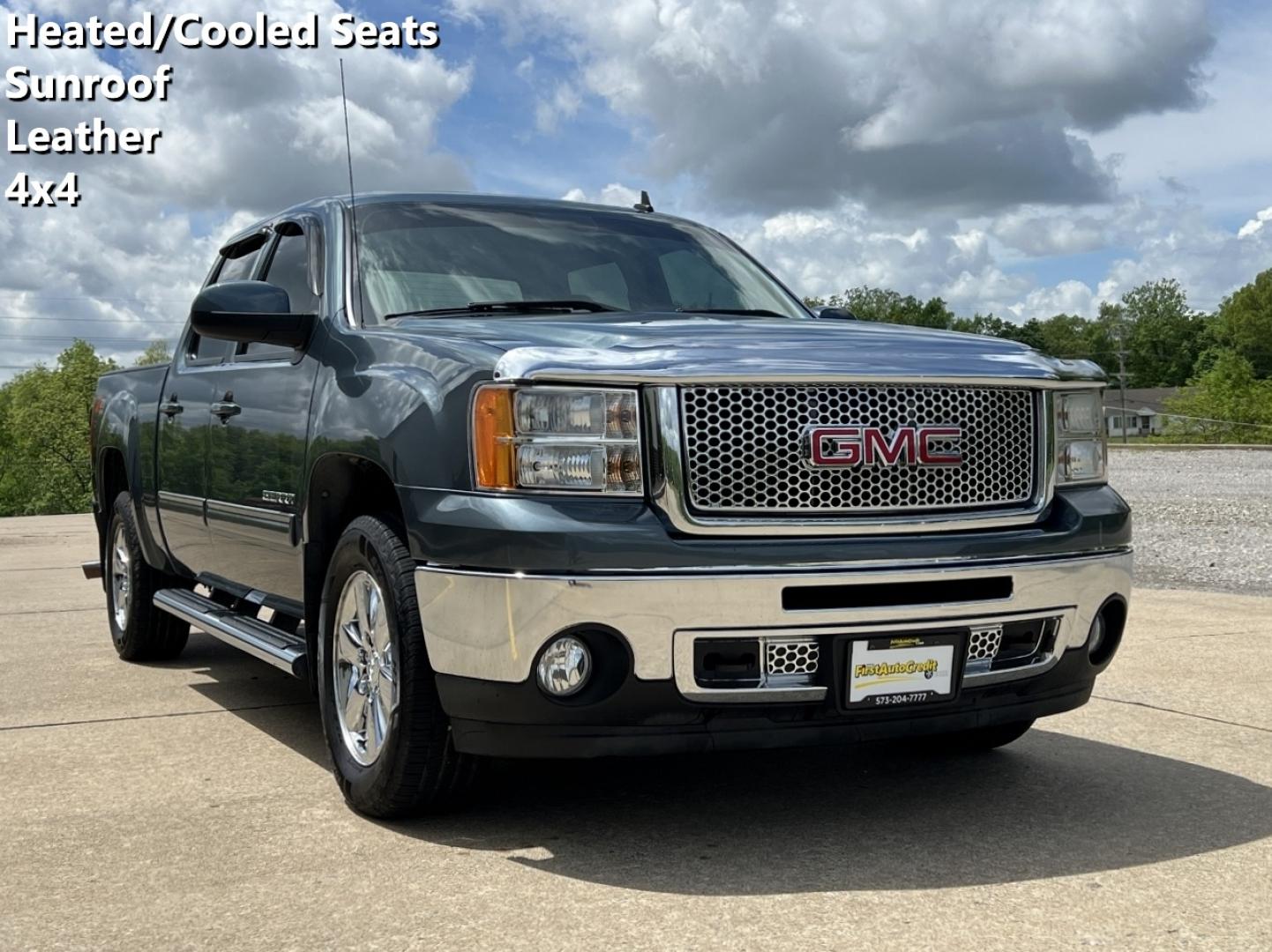 2012 BLUE /Gray Leather GMC Sierra 1500 SLT Crew Cab 4WD (3GTP2WE78CG) with an 5.3L V8 engine, Automatic transmission, located at 2990 Old Orchard Rd., Jackson, MO, 63755, 37.354214, -89.612106 - 2012 GMC Sierra 1500 SLT 126xxx miles 4x4 5.3L V8 Automatic Leather Power/Heated/Cooled Seats Cruise Remote Start Power Windows/Locks/Mirrors We have financing available and we accept trades! Fill out a credit application on our website or come by today! If you have any questions, give us - Photo#0