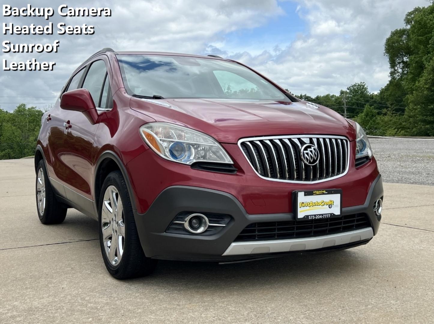 2013 RED /Gray Leather Buick Encore Leather FWD (KL4CJCSB9DB) with an 1.4L 4 Cyl. TURBO engine, Automatic transmission, located at 2990 Old Orchard Rd., Jackson, MO, 63755, 37.354214, -89.612106 - 2013 Buick Encore 109xxx miles Front Wheel Drive 1.4L 4 Cyl. Automatic Leather Backup Camera Power/Heated Seats Heated Steering Wheel Sunroof Bluetooth Cruise Remote Start Power Windows/Locks/Mirrors We have financing available and we accept trades! Fill out a credit application on our - Photo#0