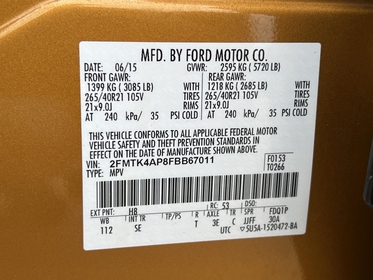 2015 ORANGE /Black Leather/Cloth Ford Edge Sport AWD (2FMTK4AP8FB) with an 2.7L V6 engine, Automatic transmission, located at 2990 Old Orchard Rd., Jackson, MO, 63755, 37.354214, -89.612106 - 2015 Ford Edge Sport 130xxx miles All Wheel Drive 2.7L V6 Automatic Navigation Power/Heated Seats Backup Camera Sunroof Bluetooth Cruise Power Windows/Locks/Mirrors We have financing available and we accept trades! Fill out a credit application on our website or come by today! If you ha - Photo#48