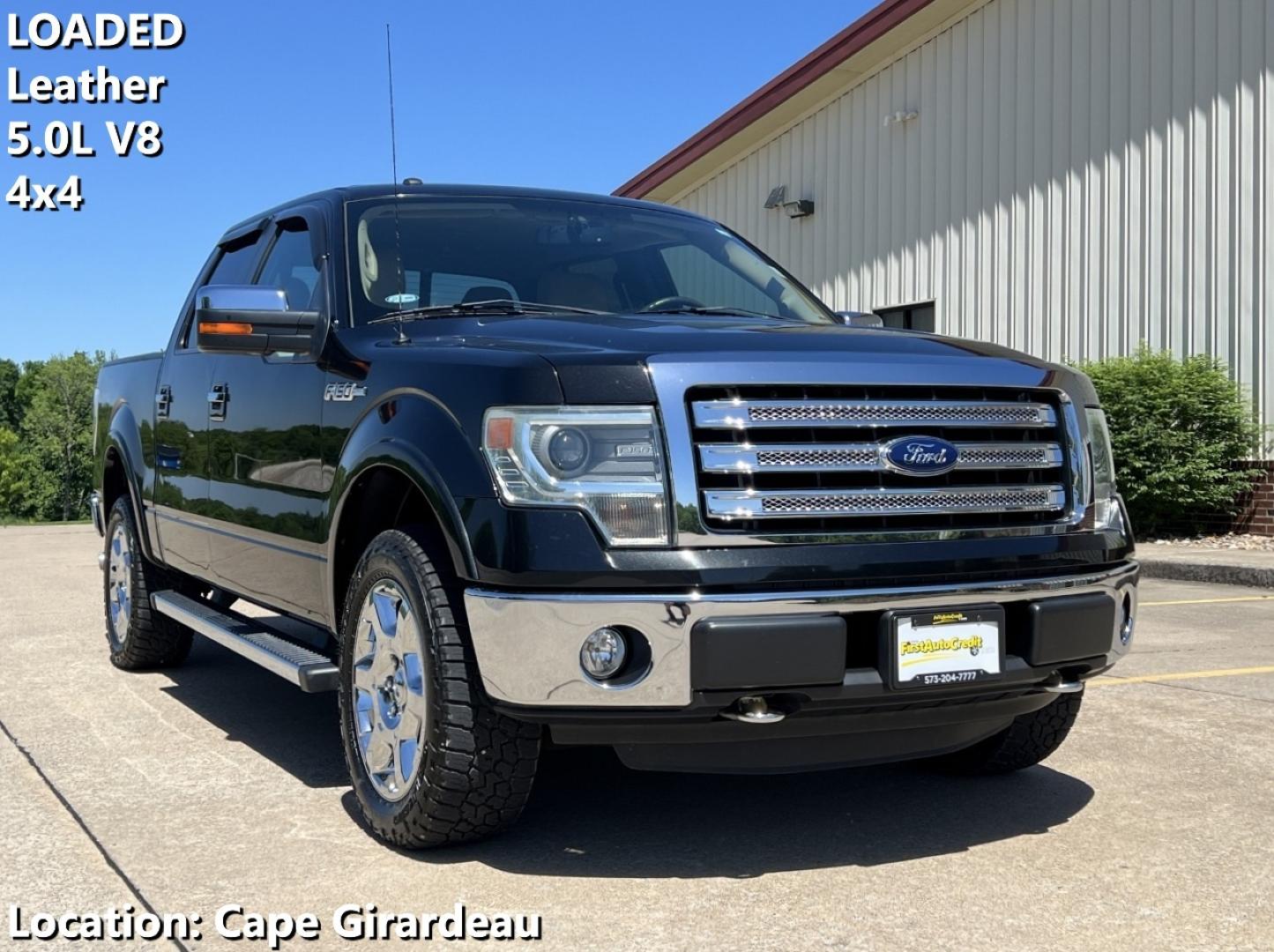 2013 BLACK /Tan Leather Ford F-150 Lariat SuperCrew 6.5-ft. Bed 4WD (1FTFW1EF4DK) with an 5.0L V8 engine, Automatic transmission, located at 506 S. Kingshighway, Cape Girardeau, MO, 63703, (573) 235-5000, 37.294994, -89.556206 - 2013 Ford F-150 Lariat 103xxx miles 4x4 5.0L V8 Automatic Leather Navigation Backup Camera Power/Heated/Cooled Seats Sunroof Bluetooth Remote Start Cruise Power Windows/Locks/Mirrors We have financing available and we accept trades! Fill out a credit application on our website or come - Photo#0