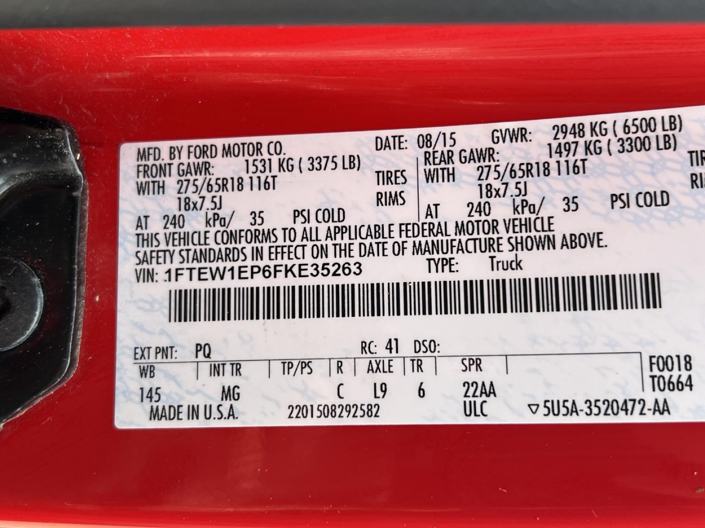 2015 RED /Gray Cloth Ford F-150 XLT SuperCrew 6.5-ft. Bed 4WD (1FTEW1EP6FK) with an 2.7L V6 engine, Automatic transmission, located at 2990 Old Orchard Rd., Jackson, MO, 63755, 37.354214, -89.612106 - 2015 Ford F-150 XLT Only 48xxx miles 4x4 2.7L V6 Automatic Backup Camera Power Driver Seat New Tires Bluetooth Cruise Power Windows/Locks/Mirrors We have financing available and we accept trades! Fill out a credit application on our website or come by today! If you have any questions, gi - Photo#50
