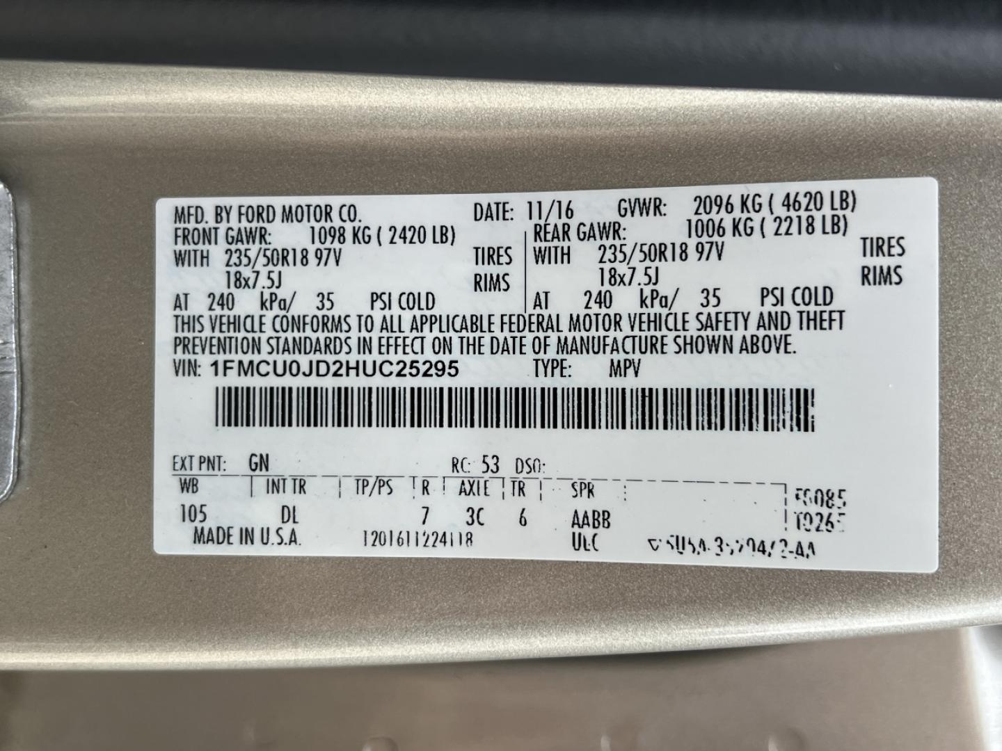 2017 GOLD /Tan Leather Ford Escape Titanium FWD (1FMCU0JD2HU) with an 1.5L 4 Cyl. engine, Automatic transmission, located at 2990 Old Orchard Rd., Jackson, MO, 63755, 37.354214, -89.612106 - 2017 Ford Escape Titanium 86xxx miles Front Wheel Drive 1.5L 4 Cyl. Automatic Leather Power/Heated Seats Backup Camera Bluetooth Remote Start Cruise Power Windows/Locks/Mirrors We have financing available and we accept trades! Fill out a credit application on our website or come by today - Photo#54