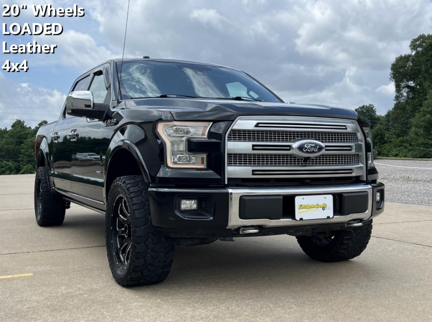 2017 BLACK /Black Leather Ford F-150 PLATINUM SuperCrew 6.5-ft. Bed 4WD (1FTEW1EG0HF) with an 3.5L V6 TURBO engine, Automatic transmission, located at 2990 Old Orchard Rd., Jackson, MO, 63755, 37.354214, -89.612106 - 2017 Ford F-150 Platinum FX4 Off Road 173xxx miles 4x4 3.5L V6 Automatic Leather Navigation Power/Heated/Cooled Seats Heated Rear Seats Power Running Boards Backup Camera Sunroof Bluetooth Cruise Remote Start Power Windows/Locks/Mirrors We have financing available and we accept trade - Photo#0