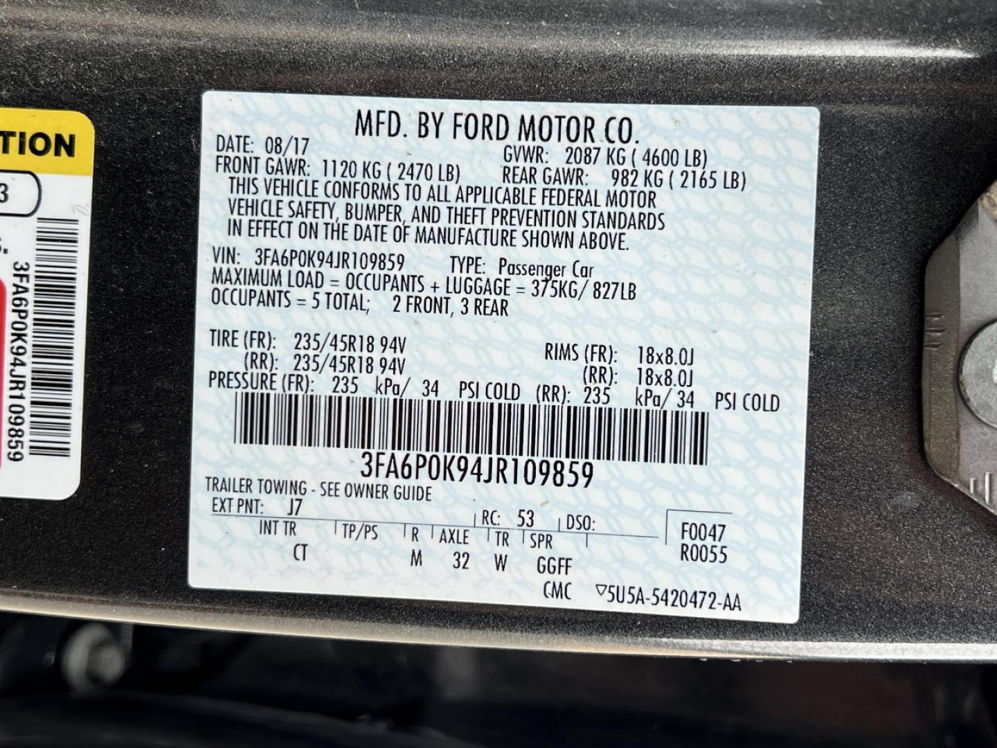 2018 GRAY /Black Leather Ford Fusion Titanium (3FA6P0K94JR) with an 2.0L 4 Cyl. engine, Automatic transmission, located at 2990 Old Orchard Rd., Jackson, MO, 63755, 37.354214, -89.612106 - 2018 Ford Fusion Titanium Local 1-Owner 83xxx miles Front Wheel Drive 2.0L 4 Cyl. Automatic Leather Navigation Backup Camera Power/Heated Seats Sunroof Bluetooth Remote Start Cruise Power Windows/Locks/Mirrors We have financing available and we accept trades! Fill out a credit applica - Photo#52
