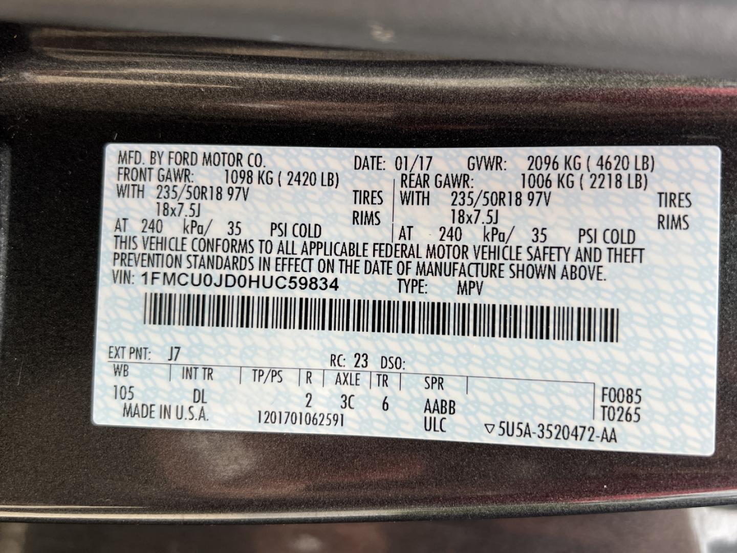 2017 GRAY /Tan Leather Ford Escape Titanium FWD (1FMCU0JD0HU) with an 1.5L 4 Cyl. engine, Automatic transmission, located at 2990 Old Orchard Rd., Jackson, MO, 63755, 37.354214, -89.612106 - 2017 Ford Escape Titanium Only 73xxx miles Front Wheel Drive 1.5L 4 Cyl. Automatic Leather Navigation Power/Heated Seats Backup Camera Bluetooth Remote Start Cruise Power Windows/Locks/Mirrors We have financing available and we accept trades! Fill out a credit application on our website - Photo#47