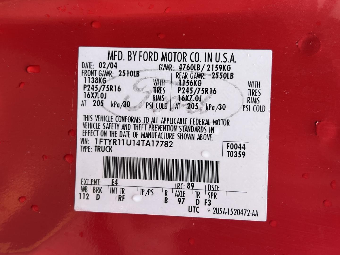 2004 RED /Black Cloth Ford Ranger Edge 4WD (1FTYR11U14T) with an 3.0L V6 engine, Automatic transmission, located at 2990 Old Orchard Rd., Jackson, MO, 63755, 37.354214, -89.612106 - 2004 Ford Ranger Edge Only 80xxx miles 4x4 3.0L V6 Automatic Cruise Power Windows/Locks/Mirrors We have financing available and we accept trades! Fill out a credit application on our website or come by today! If you have any questions, give us a call at (573) 204-7777 or visit our website at - Photo#38