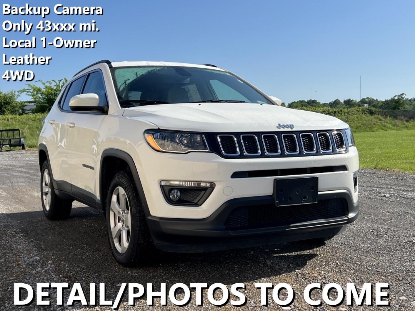 2018 WHITE /Gray Leather Jeep Compass Latitude 4WD (3C4NJDBB1JT) with an 2.4L 4 Cyl. engine, Automatic transmission, located at 2990 Old Orchard Rd., Jackson, MO, 63755, 37.354214, -89.612106 - We have financing available and we accept trades! Fill out a credit application on our website or come by today! If you have any questions, give us a call at (573) 204-7777 or visit our website at firstautocredit.com. - Photo#0