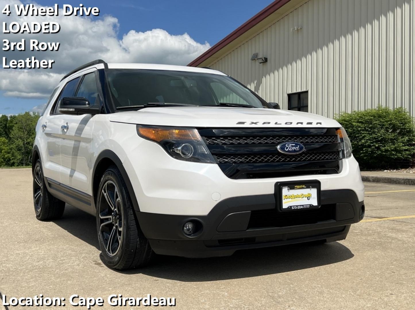 2013 WHITE /Brown Leather Ford Explorer Sport 4WD (1FM5K8GT9DG) with an 3.5L V6 engine, Automatic transmission, located at 506 S. Kingshighway, Cape Girardeau, MO, 63703, (573) 235-5000, 37.294994, -89.556206 - 2013 Ford Explorer Sport 182xxx miles All Wheel Drive 3.5L V6 Automatic Leather 3rd Row Navigation Power/Heated/Cooled Seats Backup Camera Sunroof Bluetooth Remote Start Cruise Power Windows/Locks/Mirrors We have financing available and we accept trades! Fill out a credit application - Photo#0