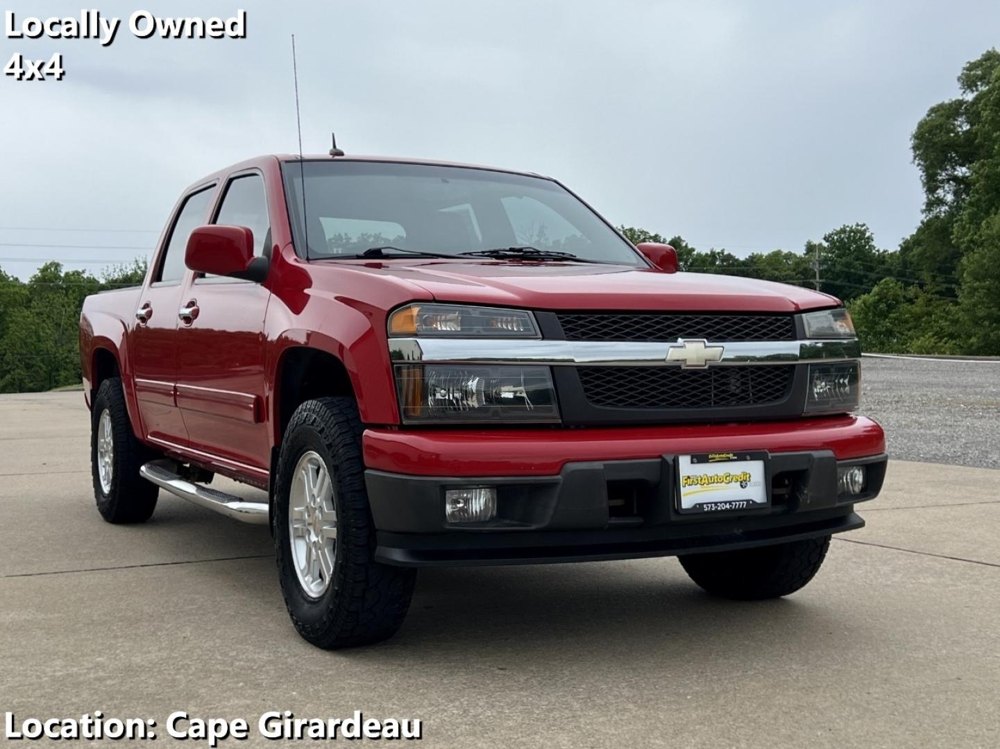 2012 RED /Gray Cloth Chevrolet Colorado 1LT Crew Cab 4WD (1GCHTCFE8C8) with an 3.7L 5 Cyl. engine, Automatic transmission, located at 506 S. Kingshighway, Cape Girardeau, MO, 63703, (573) 235-5000, 37.294994, -89.556206 - 2012 Chevrolet Colorado LT 135xxx miles 4x4 3.7L 5 Cyl. Automatic Cruise Power Windows/Locks/Mirrors We have financing available and we accept trades! Fill out a credit application on our website or come by today! If you have any questions, give us a call at (573) 235-5000 or visit our websi - Photo#0