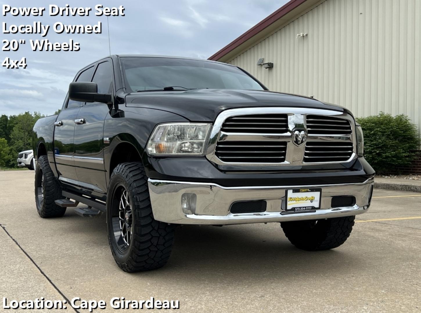 2014 BLACK /Gray Cloth RAM 1500 SLT Crew Cab SWB 4WD (1C6RR7LT2ES) with an 5.7L V8 HEMI engine, Automatic transmission, located at 506 S. Kingshighway, Cape Girardeau, MO, 63703, (573) 235-5000, 37.294994, -89.556206 - 2014 Ram 1500 SLT 124xxx miles 4x4 5.7L V8 HEMI Automatic Power Driver Seat Bluetooth Remote Start Cruise Power Windows/Locks/Mirrors We have financing available and we accept trades! Fill out a credit application on our website or come by today! If you have any questions, give us a call - Photo#0