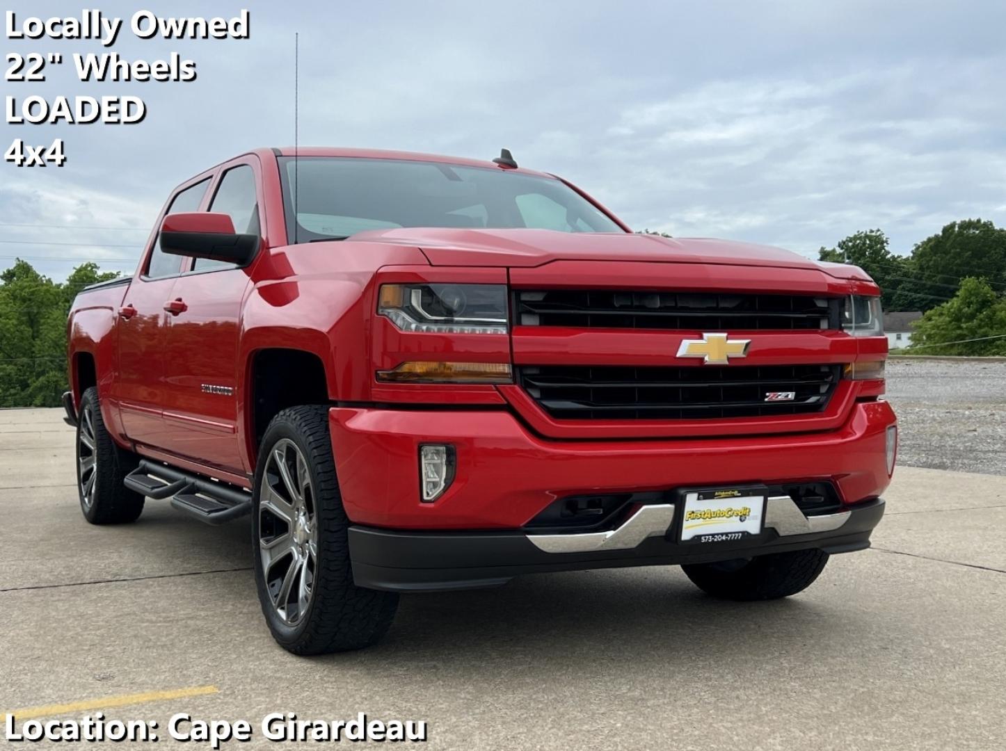 2017 RED /Gray Cloth Chevrolet Silverado 1500 LT Crew Cab 4WD (3GCUKREC1HG) with an 5.3L V8 engine, Automatic transmission, located at 506 S. Kingshighway, Cape Girardeau, MO, 63703, (573) 235-5000, 37.294994, -89.556206 - 2017 Chevrolet Silverado 1500 LT 77xxx miles 4x4 5.3L V8 Automatic Navigation Backup Camera Power Driver Seat Heated Seats Bluetooth Remote Start Cruise Power Windows/Locks/Mirrors We have financing available and we accept trades! Fill out a credit application on our website or come by - Photo#0