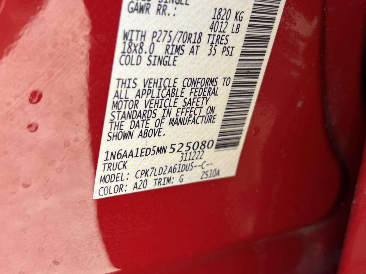 2021 RED /Black Leather/Cloth Nissan Titan PRO-4X (1N6AA1ED5MN) with an 5.6L V8 engine, Automatic transmission, located at 506 S. Kingshighway, Cape Girardeau, MO, 63703, (573) 235-5000, 37.294994, -89.556206 - 2021 Nissan Titan PRO-4X 1-Owner 136xxx miles 4x4 5.6L V8 Automatic Navigation Backup Camera Power Driver Seat Bluetooth Cruise Power Windows/Locks/Mirrors We have financing available and we accept trades! Fill out a credit application on our website or come by today! If you have any qu - Photo#51