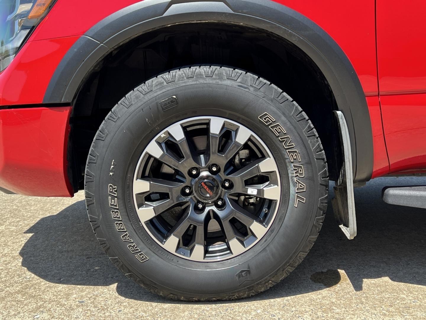 2021 RED /Black Leather/Cloth Nissan Titan PRO-4X (1N6AA1ED5MN) with an 5.6L V8 engine, Automatic transmission, located at 506 S. Kingshighway, Cape Girardeau, MO, 63703, (573) 235-5000, 37.294994, -89.556206 - 2021 Nissan Titan PRO-4X 1-Owner 136xxx miles 4x4 5.6L V8 Automatic Navigation Backup Camera Power Driver Seat Bluetooth Cruise Power Windows/Locks/Mirrors We have financing available and we accept trades! Fill out a credit application on our website or come by today! If you have any qu - Photo#35
