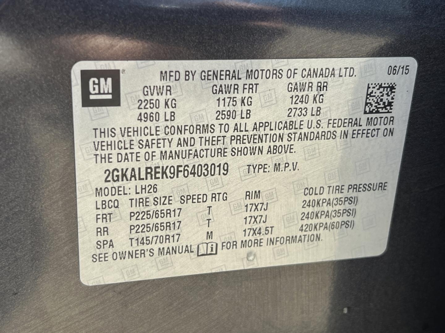 2015 GRAY /Black Cloth GMC Terrain SLE2 FWD (2GKALREK9F6) with an 2.4L 4 Cyl. engine, Automatic transmission, located at 2990 Old Orchard Rd., Jackson, MO, 63755, 37.354214, -89.612106 - 2015 GMC Terrain SLE 171xxx miles Front Wheel Drive 2.4L 4 Cyl. Automatic Backup Camera Power Driver Seat Heated Seats Bluetooth Remote Start Cruise Power Windows/Locks/Mirrors We have financing available and we accept trades! Fill out a credit application on our website or come by today - Photo#40