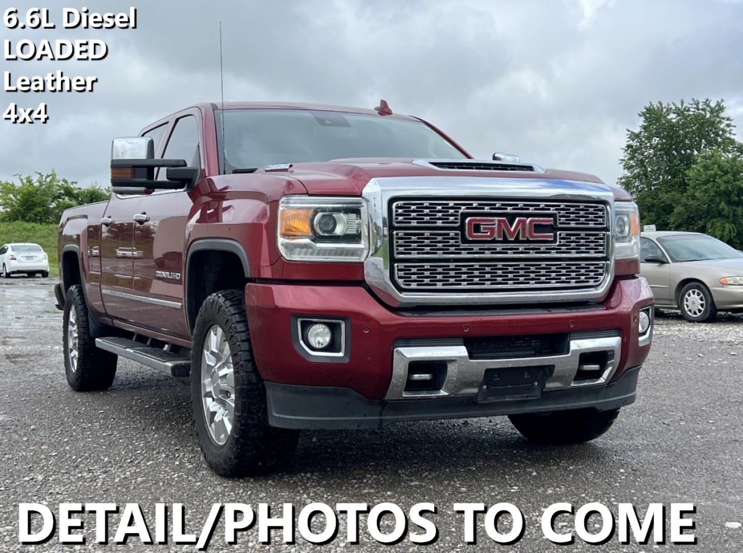 2018 MAROON /Tan Leather GMC Sierra 2500HD Denali Crew Cab 4WD (1GT12UEY8JF) with an 6.6L V8 DIESEL engine, Automatic transmission, located at 2990 Old Orchard Rd., Jackson, MO, 63755, 37.354214, -89.612106 - We have financing available and we accept trades! Fill out a credit application on our website or come by today! If you have any questions, give us a call at (573) 204-7777 or visit our website at firstautocredit.com. - Photo#0