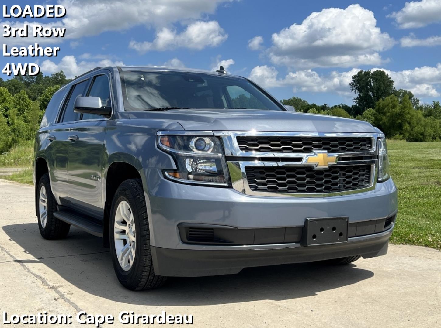 2015 BLUE /Gray Leather Chevrolet Tahoe LT 4WD (1GNSKBKC3FR) with an 5.3L V8 engine, Automatic transmission, located at 506 S. Kingshighway, Cape Girardeau, MO, 63703, (573) 235-5000, 37.294994, -89.556206 - 2015 Chevrolet Tahoe 1500 LT 138xxx miles 4 Wheel Drive 5.3L V8 Automatic Leather 3rd Row Navigation Rear Entertainment Power/Heated Seats Backup Camera Sunroof Bluetooth Cruise Power Windows/Locks/Mirrors We have financing available and we accept trades! Fill out a credit application - Photo#0
