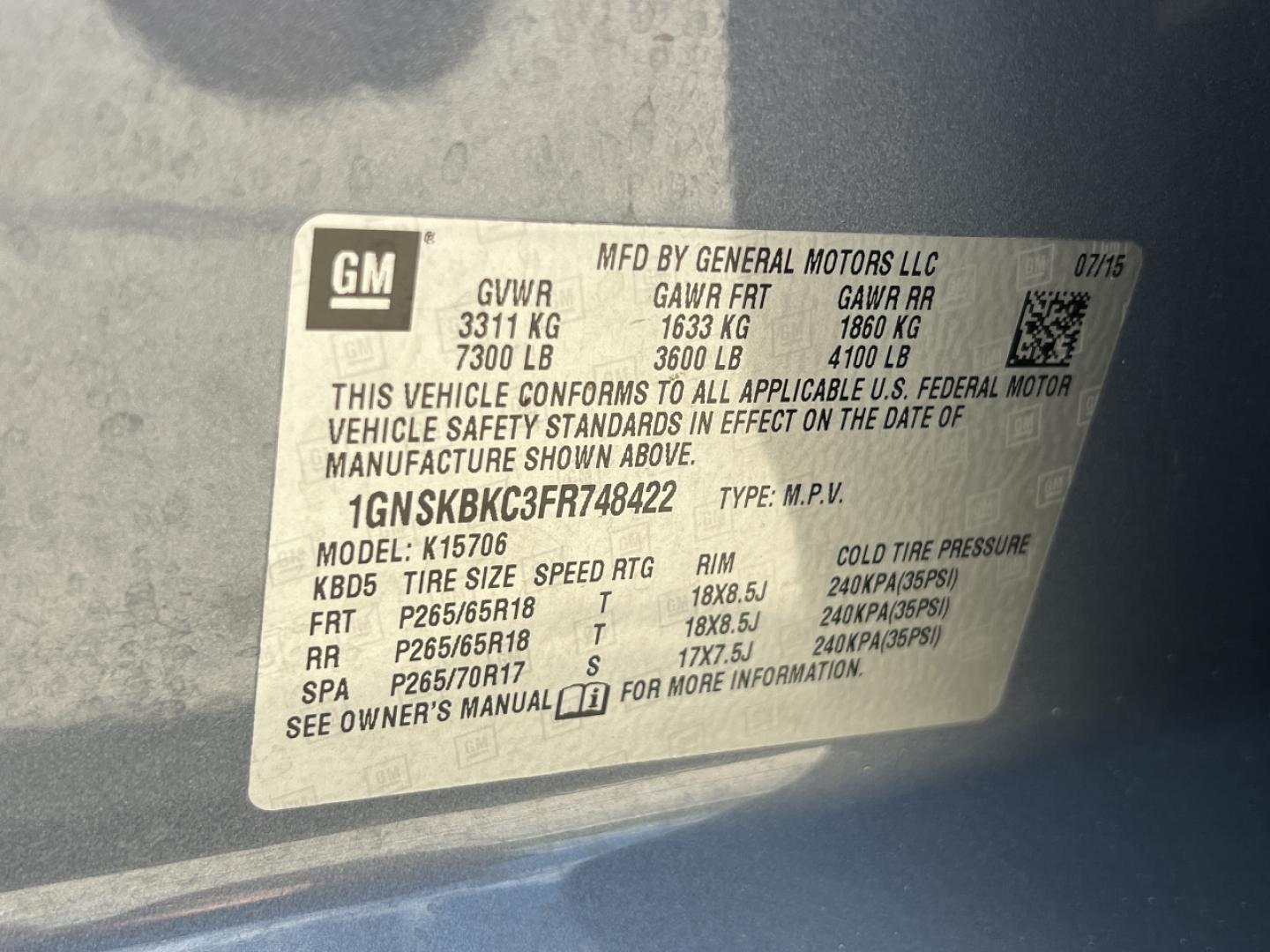 2015 BLUE /Gray Leather Chevrolet Tahoe LT 4WD (1GNSKBKC3FR) with an 5.3L V8 engine, Automatic transmission, located at 506 S. Kingshighway, Cape Girardeau, MO, 63703, (573) 235-5000, 37.294994, -89.556206 - 2015 Chevrolet Tahoe 1500 LT 138xxx miles 4 Wheel Drive 5.3L V8 Automatic Leather 3rd Row Navigation Rear Entertainment Power/Heated Seats Backup Camera Sunroof Bluetooth Cruise Power Windows/Locks/Mirrors We have financing available and we accept trades! Fill out a credit application - Photo#51