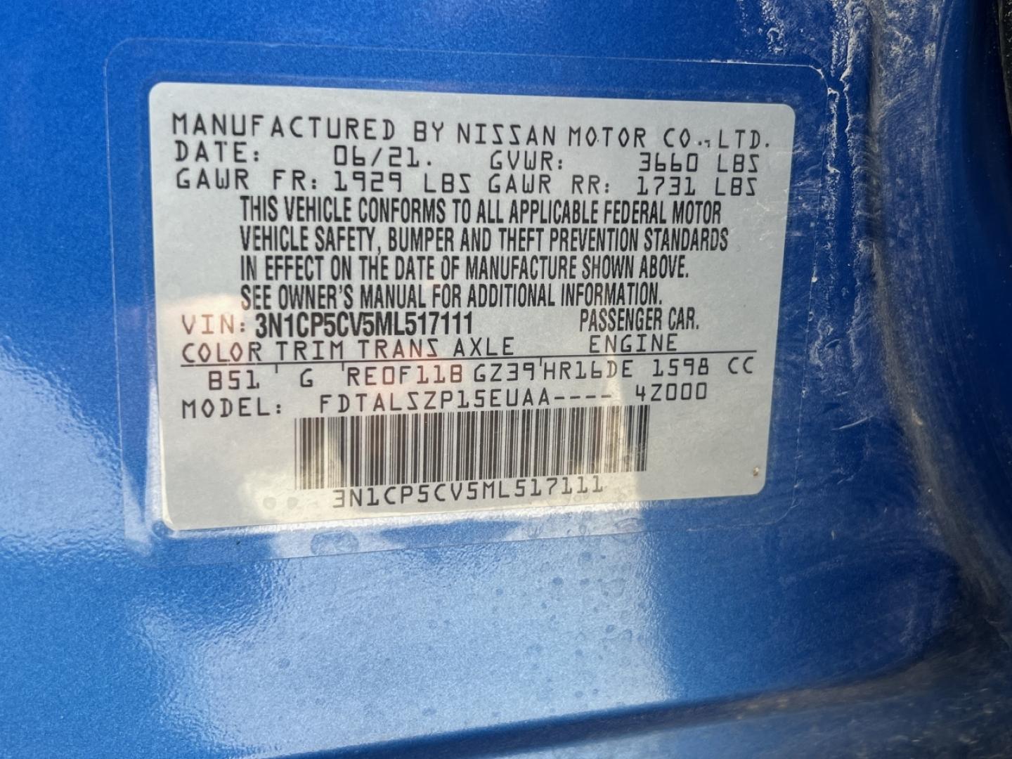 2021 BLUE /Black Cloth Nissan Kicks SV (3N1CP5CV5ML) with an 1.6L 4 Cyl. engine, CVT transmission, located at 506 S. Kingshighway, Cape Girardeau, MO, 63703, (573) 235-5000, 37.294991, -89.553635 - 2021 Nissan Kicks SV 46xxx miles Front Wheel Drive 1.6L 4 Cyl. Automatic Backup Camera Bluetooth Cruise Remote Start Power Windows/Locks/Mirrors We have financing available and we accept trades! Fill out a credit application on our website or come by today! If you have any questions, give - Photo#38