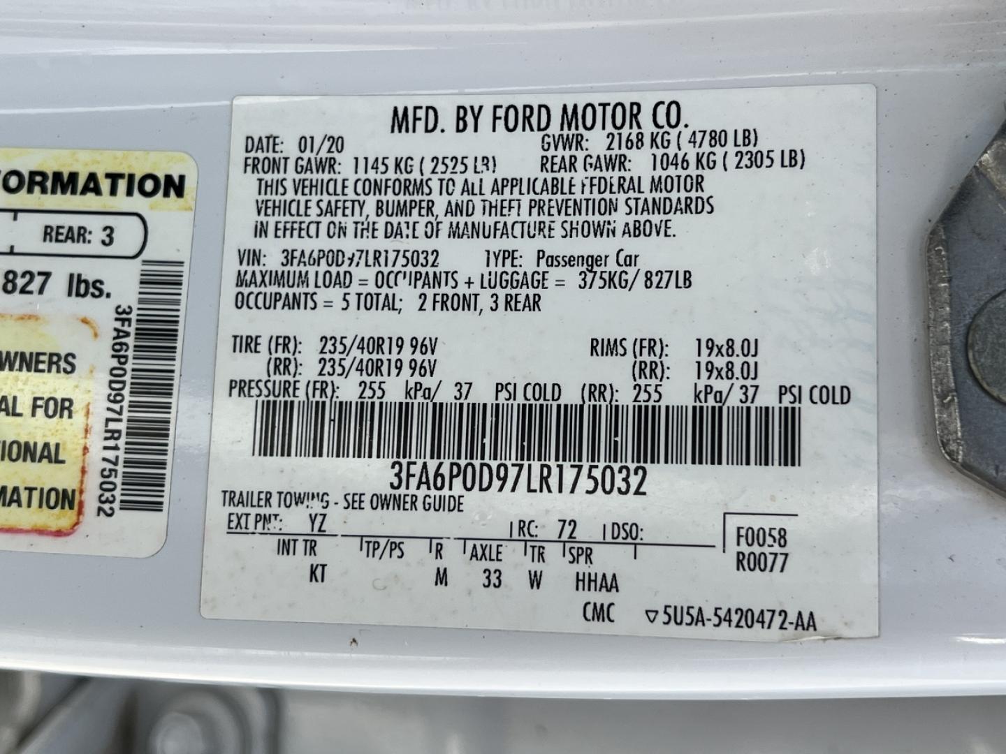 2020 WHITE /Black Leather Ford Fusion Titanium AWD (3FA6P0D97LR) with an 2.0L 4 Cyl. engine, Automatic transmission, located at 2990 Old Orchard Rd., Jackson, MO, 63755, 37.354214, -89.612106 - 2020 Ford Fusion Titanium 111xxx miles All Wheel Drive 2.0L 4 Cyl. Automatic Leather Navigation Power/Heated/Cooled Seats Backup Camera Sunroof Bluetooth Remote Start Cruise Power Windows/Locks/Mirrors We have financing available and we accept trades! Fill out a credit application on o - Photo#45