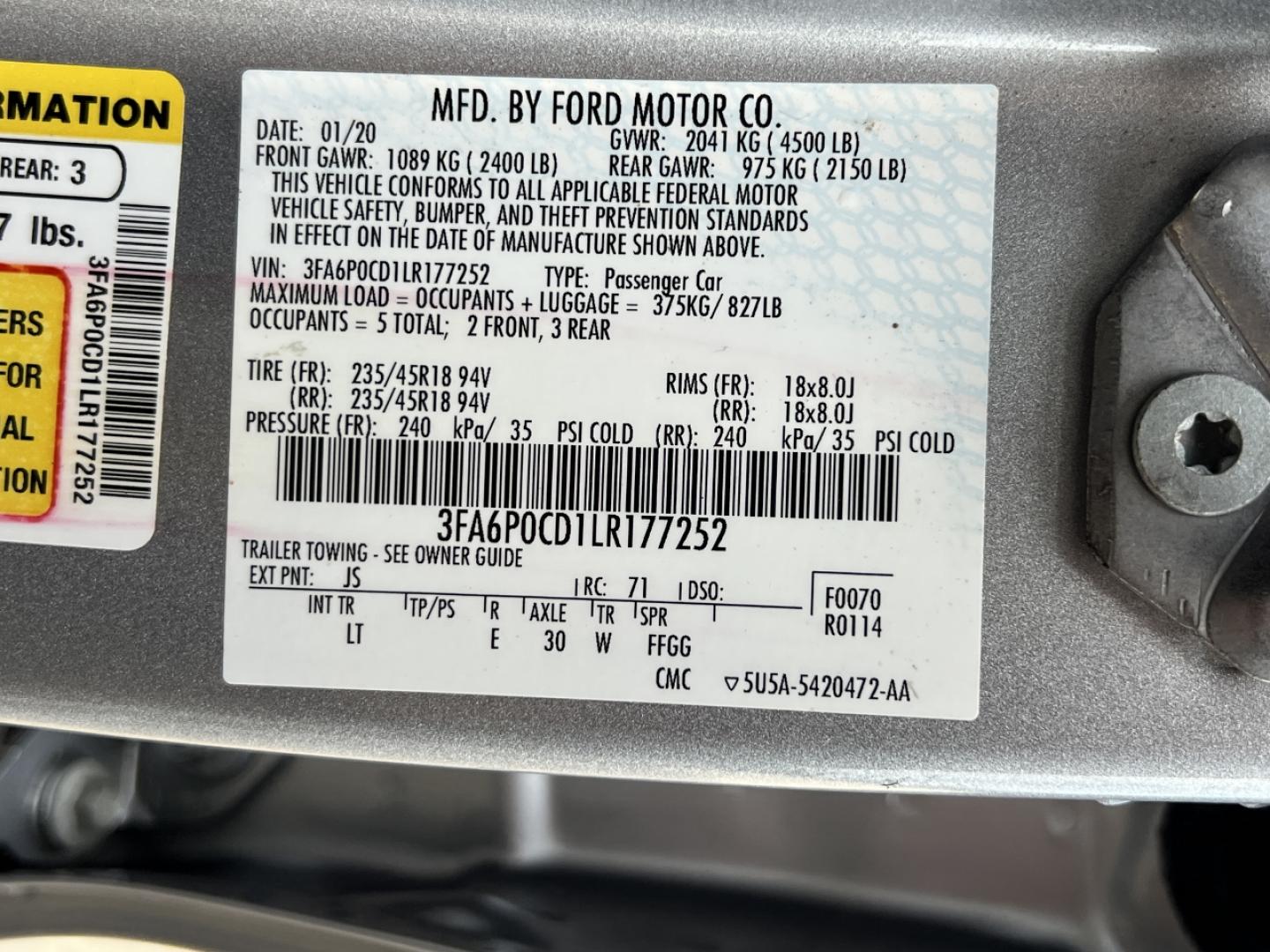 2020 SILVER /Black Leather Ford Fusion SEL (3FA6P0CD1LR) with an 1.5L 4 Cyl. engine, Automatic transmission, located at 506 S. Kingshighway, Cape Girardeau, MO, 63703, (573) 235-5000, 37.294994, -89.556206 - 2020 Ford Fusion SEL 109xxx miles Front Wheel Drive 1.5L 4 Cyl. Automatic Leather Backup Camera Power/Heated Seats Bluetooth Remote Start Cruise Power Windows/Locks/Mirrors We have financing available and we accept trades! Fill out a credit application on our website or come by today! I - Photo#49