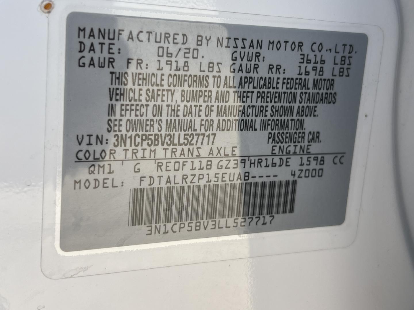 2020 WHITE /Black Cloth Nissan Kicks S (3N1CP5BV3LL) with an 1.6L 4 Cyl. engine, CVT transmission, located at 506 S. Kingshighway, Cape Girardeau, MO, 63703, (573) 235-5000, 37.294994, -89.556206 - 2020 Nissan Kicks S 1-Owner 117xxx miles Front Wheel Drive 1.6L 4 Cyl. Automatic Backup Camera Bluetooth Cruise Power Windows/Locks/Mirrors We have financing available and we accept trades! Fill out a credit application on our website or come by today! If you have any questions, give us a - Photo#35