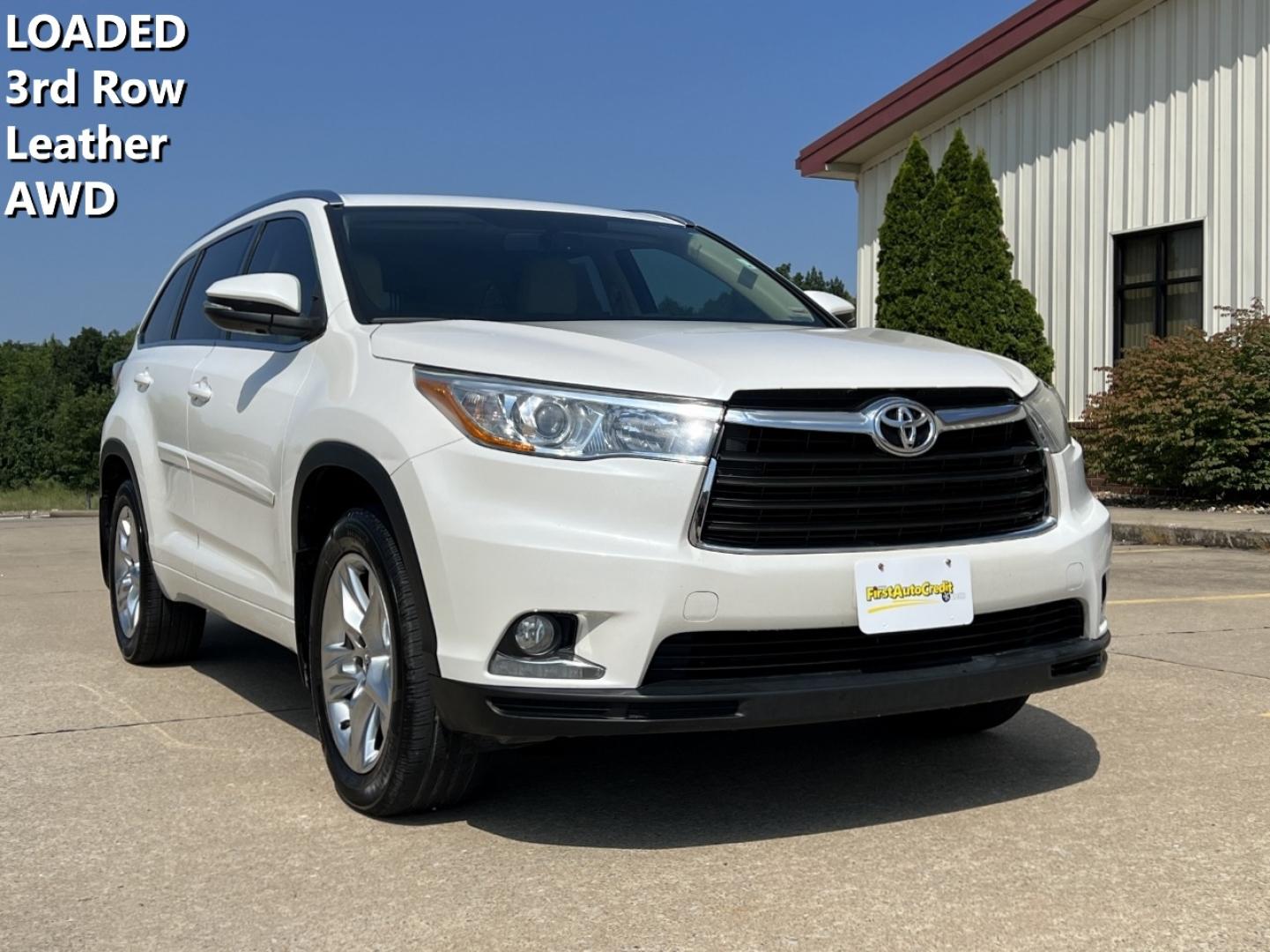 2015 WHITE /Tan Leather Toyota Highlander Limited AWD V6 (5TDDKRFH5FS) with an 3.5L V6 engine, Automatic transmission, located at 2990 Old Orchard Rd., Jackson, MO, 63755, 37.354214, -89.612106 - 2015 Toyota Highlander Limited 166xxx miles All Wheel Drive 3.5L V6 Automatic Leather 3rd Row Navigation Power/Heated/Cooled Seats Backup Camera Sunroof Bluetooth Cruise Power Windows/Locks/Mirrors We have financing available and we accept trades! Fill out a credit application on our w - Photo#0