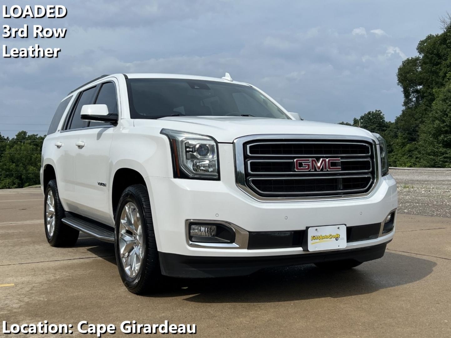 2016 WHITE /Tan Leather GMC Yukon SLT 2WD (1GKS1BKC4GR) with an 5.3L V8 engine, Automatic transmission, located at 506 S. Kingshighway, Cape Girardeau, MO, 63703, (573) 235-5000, 37.294991, -89.553635 - 2016 GMC Yukon SLT 151xxx miles Rear Wheel Drive 5.3L V8 Automatic Leather 3rd Row Navigation Rear Entertainment Power/Heated/Cooled Seats Heated Rear Seats Backup Camera Sunroof Bluetooth Remote Start Cruise Power Windows/Locks/Mirrors We have financing available and we accept trad - Photo#0