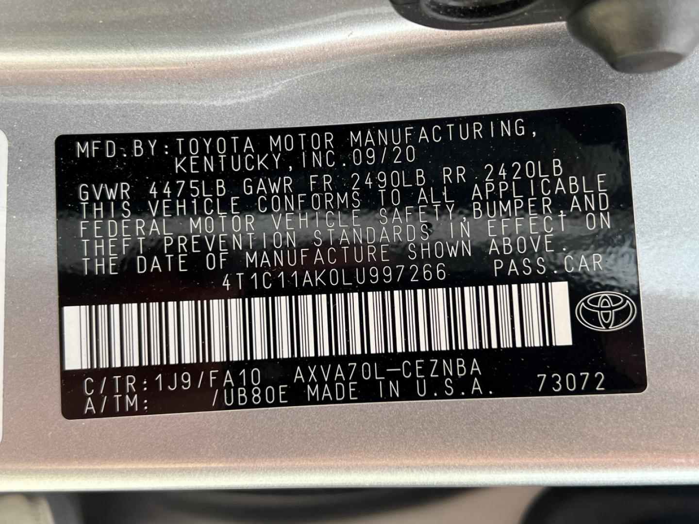 2020 SILVER /Gray Cloth Toyota Camry LE (4T1C11AK0LU) with an 2.5L 4 Cyl. engine, Automatic transmission, located at 506 S. Kingshighway, Cape Girardeau, MO, 63703, (573) 235-5000, 37.294991, -89.553635 - 2020 Toyota Camry LE 1-Owner Only 21xxx miles Front Wheel Drive 2.5L 4 Cyl. Automatic Backup Camera Power Driver Seat Bluetooth Cruise Power Windows/Locks/Mirrors We have financing available and we accept trades! Fill out a credit application on our website or come by today! If you have - Photo#37