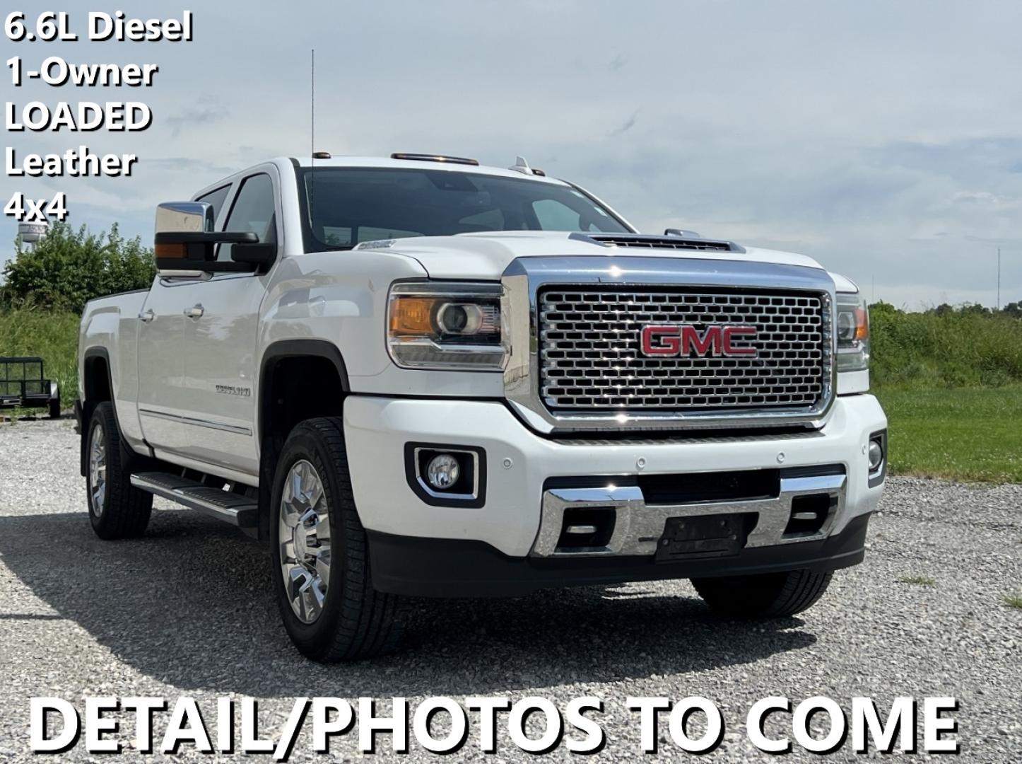 2017 WHITE /Tan Leather GMC Sierra 2500HD Denali Crew Cab 4WD (1GT12UEY2HF) with an 6.6L V8 DIESEL engine, Automatic transmission, located at 2990 Old Orchard Rd., Jackson, MO, 63755, 37.354214, -89.612106 - We have financing available and we accept trades! Fill out a credit application on our website or come by today! If you have any questions, give us a call at (573) 204-7777 or visit our website at firstautocredit.com. - Photo#0