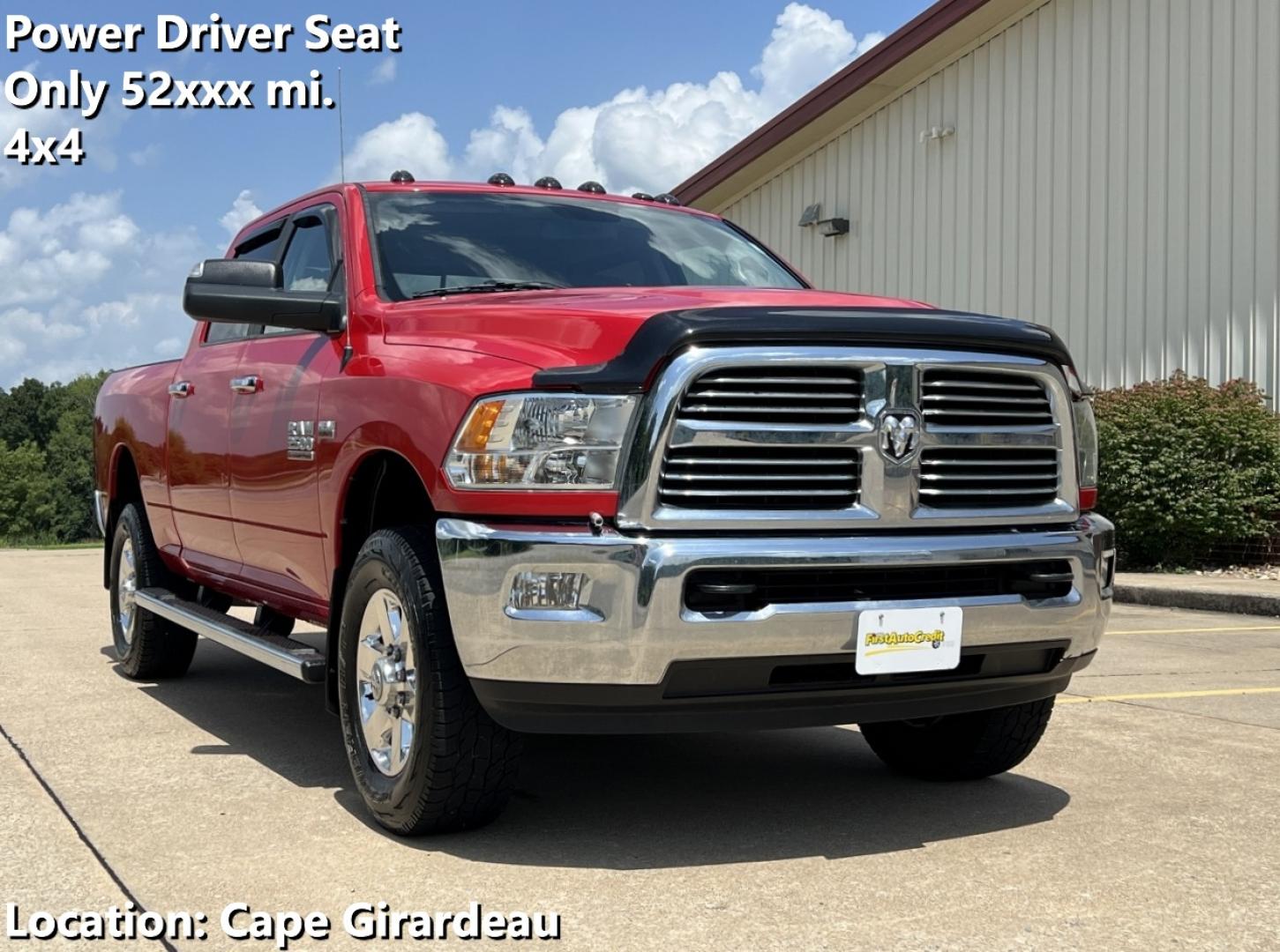 2014 RED /Gray Cloth RAM 2500 Big Horn Crew Cab 4WD (3C6TR5DT4EG) with an 5.7L V8 engine, Automatic transmission, located at 506 S. Kingshighway, Cape Girardeau, MO, 63703, (573) 235-5000, 37.294991, -89.553635 - 2014 Ram 2500 Heavy Duty Big Horn Only 52xxx miles 4x4 5.7L V8 HEMI Automatic Power Driver Seat Bluetooth Remote Start Cruise Power Windows/Locks/Mirrors We have financing available and we accept trades! Fill out a credit application on our website or come by today! If you have any questi - Photo#0