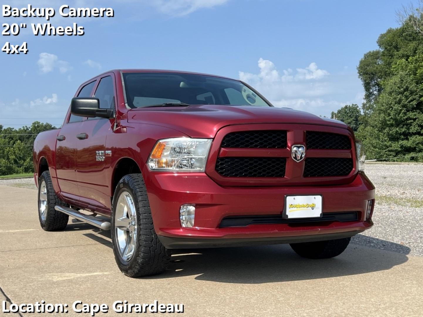 2015 MAROON /Gray Cloth RAM 1500 Express Crew Cab 4WD (1C6RR7KT6FS) with an 5.7L V8 HEMI engine, Automatic transmission, located at 506 S. Kingshighway, Cape Girardeau, MO, 63703, (573) 235-5000, 37.294991, -89.553635 - 2015 Ram 1500 Express 242xxx miles 4x4 5.7L V8 HEMI Automatic Backup Camera Bluetooth Cruise Power Windows/Locks/Mirrors We have financing available and we accept trades! Fill out a credit application on our website or come by today! If you have any questions, give us a call at (573) 235-5 - Photo#0