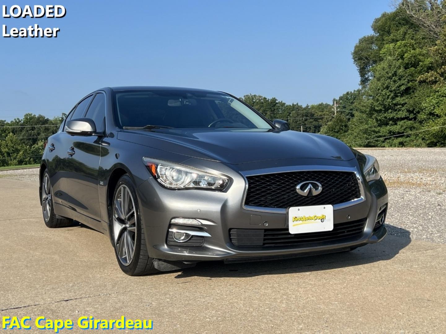 2017 GRAY /Black Leather Infiniti Q50 3.0t Premium (JN1EV7AP9HM) with an 3.0L V6 TURBO engine, Automatic transmission, located at 506 S. Kingshighway, Cape Girardeau, MO, 63703, (573) 235-5000, 37.294991, -89.553635 - 2017 Infiniti Q50 3.0T Premium 102xxx miles Rear Wheel Drive 3.0L V6 Automatic Leather Navigation Power/Heated Seats Backup Camera Sunroof Bluetooth Remote Start Cruise Power Windows/Locks/Mirrors We have financing available and we accept trades! Fill out a credit application on our we - Photo#0