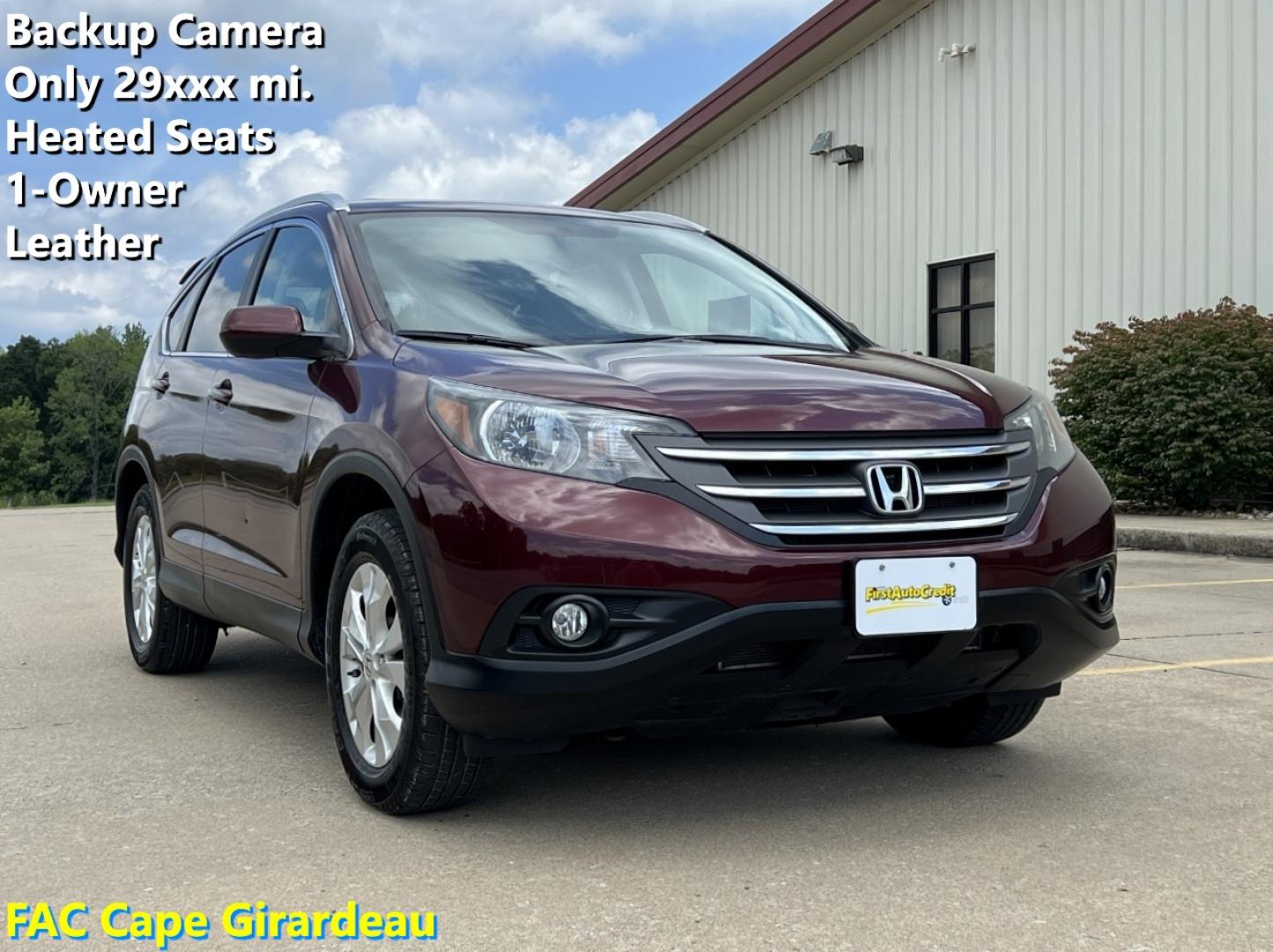 2013 MAROON /Gray Leather Honda CR-V EX-L 4WD (5J6RM4H7XDL) with an 2.4L 4 Cyl. engine, Automatic transmission, located at 506 S. Kingshighway, Cape Girardeau, MO, 63703, (573) 235-5000, 37.294991, -89.553635 - 2013 Honda CR-V EX-L Local 1-Owner Only 29xxx miles All Wheel Drive 2.4L 4 Cyl. Automatic Leather Backup Camera Power Driver Seat Heated Seats Sunroof Bluetooth Cruise Power Windows/Locks/Mirrors We have financing available and we accept trades! Fill out a credit application on our web - Photo#0